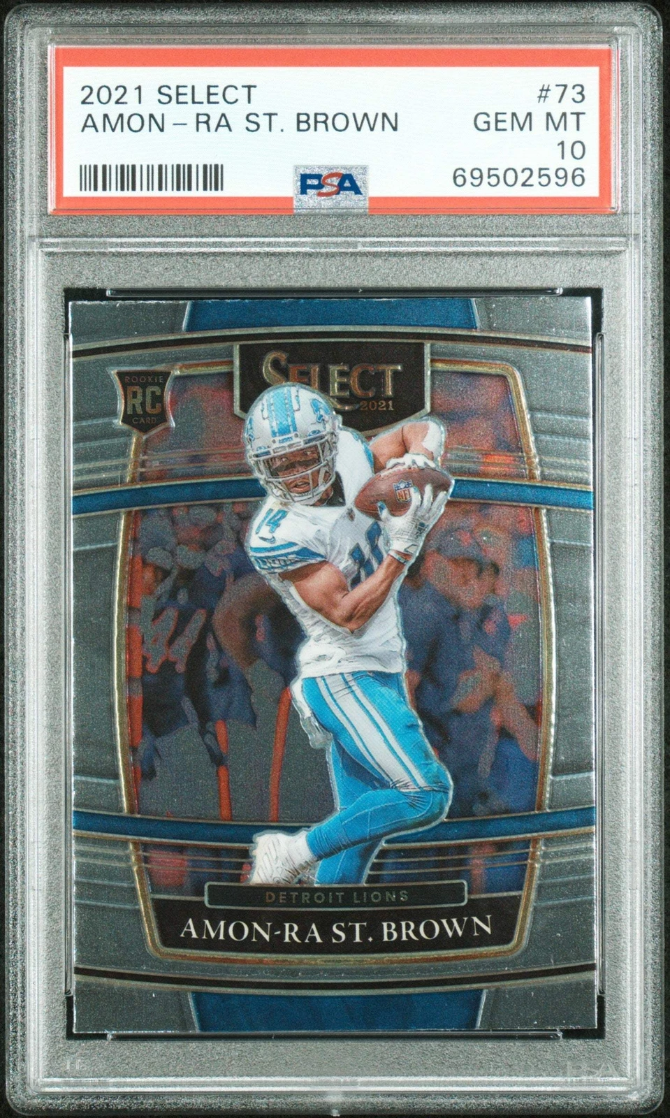 Graded 2021 Panini Select Amon-Ra St. Brown #73 Rookie RC Football Card PSA 10
