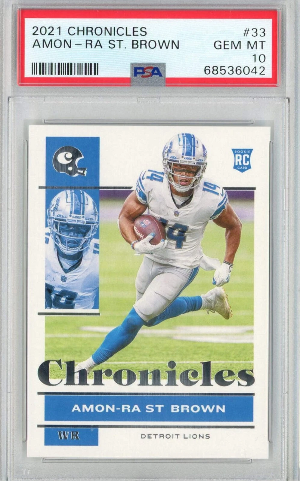 Graded 2021 Chronicles Amon-Ra St. Brown #33 Rookie RC Football Card PSA 10 Gem