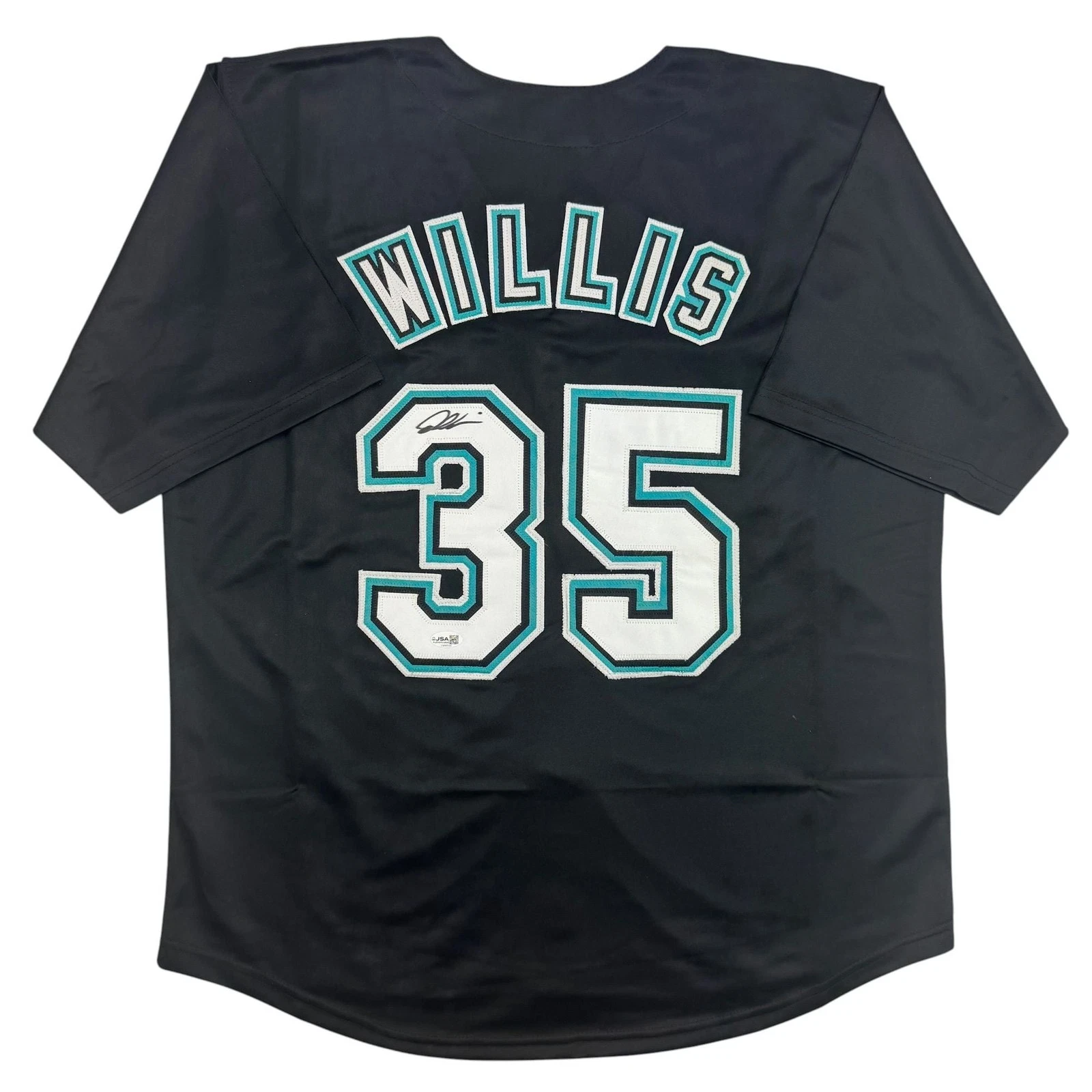 Autographed/Signed Dontrelle Willis Florida Black Baseball Jersey JSA COA