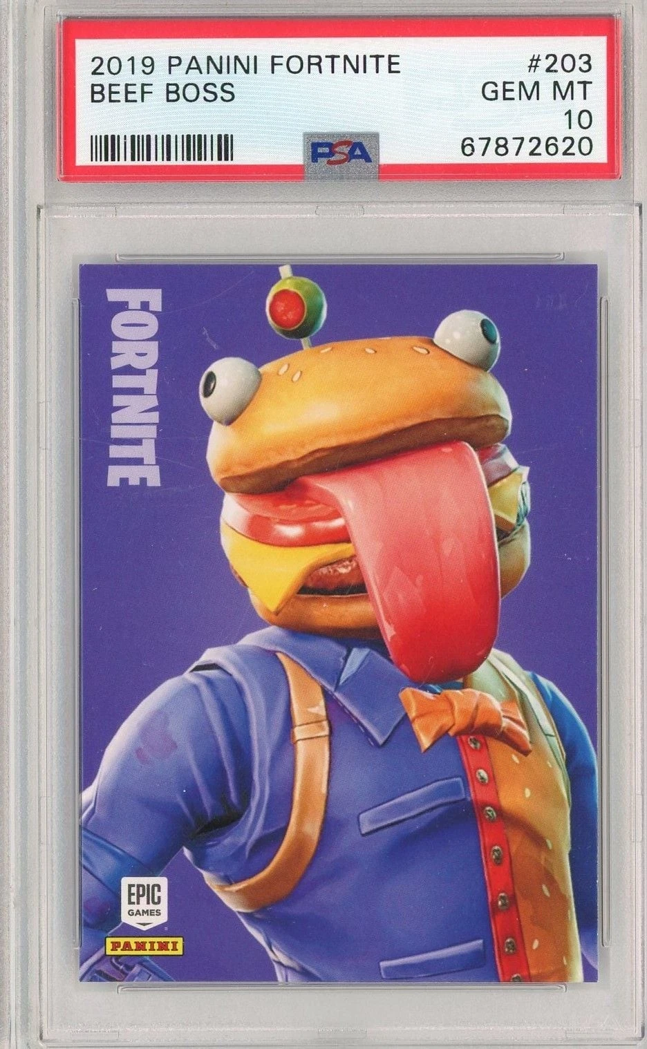 Graded 2019 Panini Fortnite Beef Boss 203 Trading Card PSA 10 Gem Mint