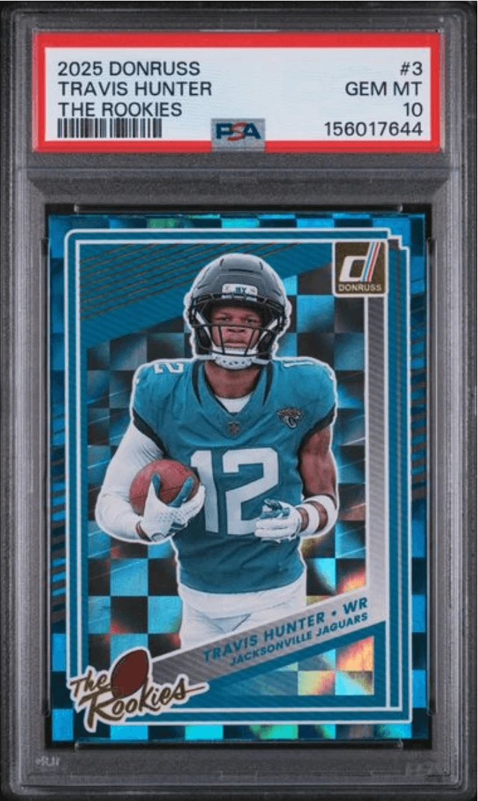 Graded 2025 Donruss Travis Hunter #3 The Rookies RC Football Card PSA 10