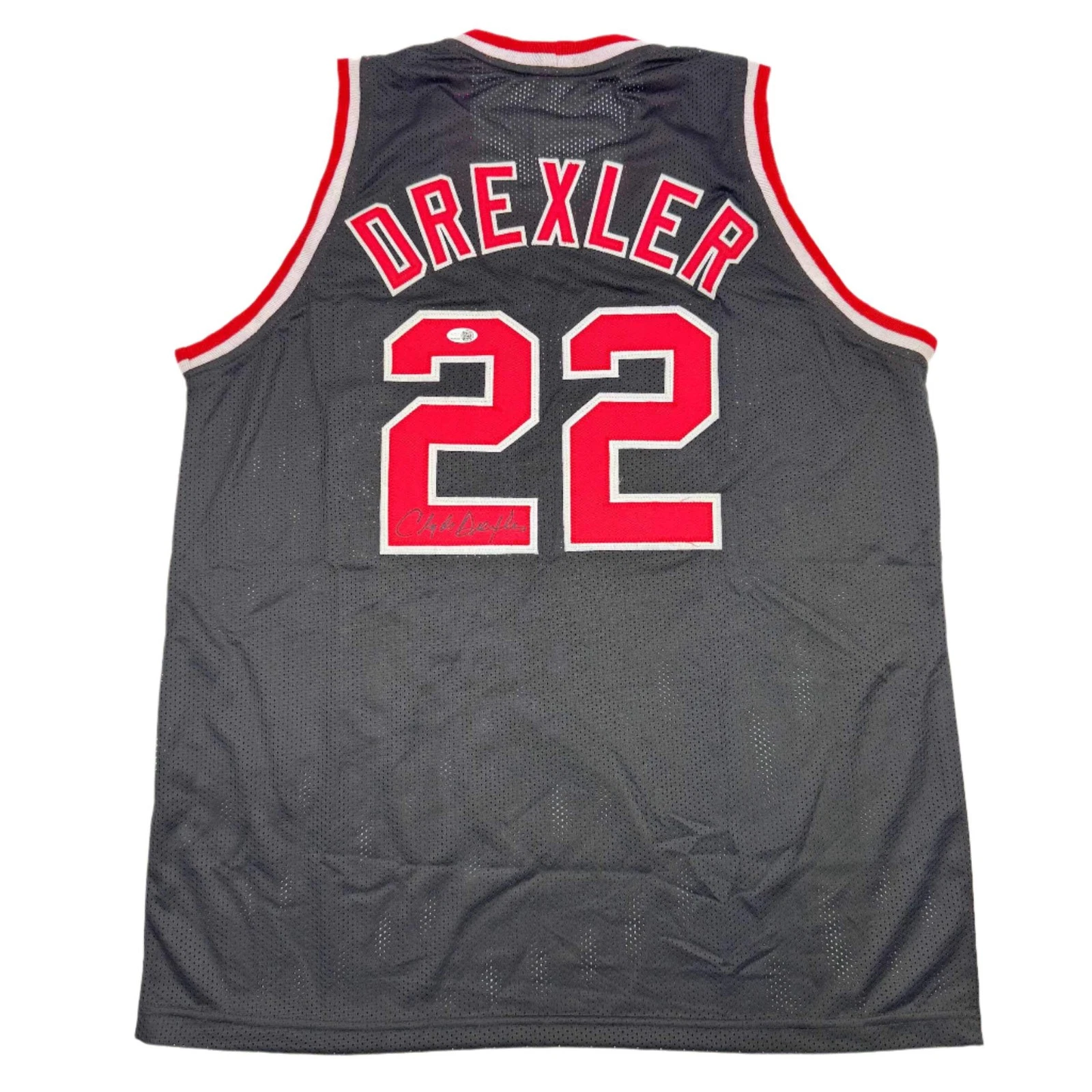 Autographed/Signed Clyde Drexler Portland Black Basketball Jersey JSA COA