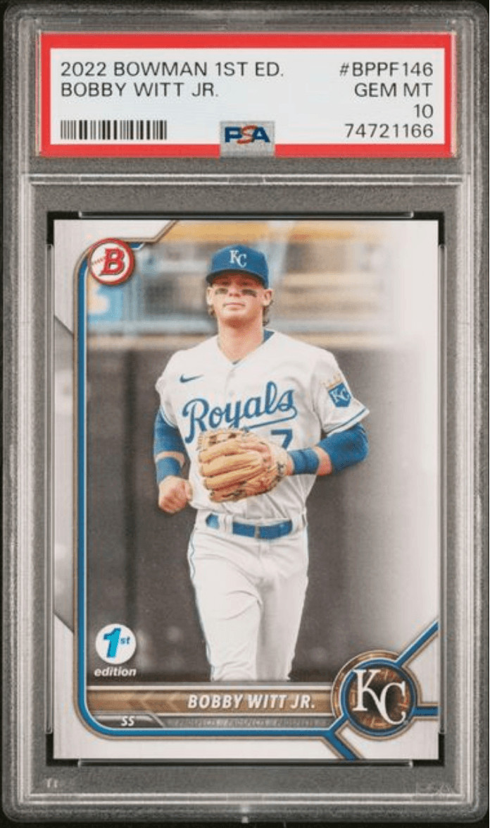 Graded 2022 Topps Bowman 1st Edition Bobby Witt Jr #BPPF146 RC Card PSA 10