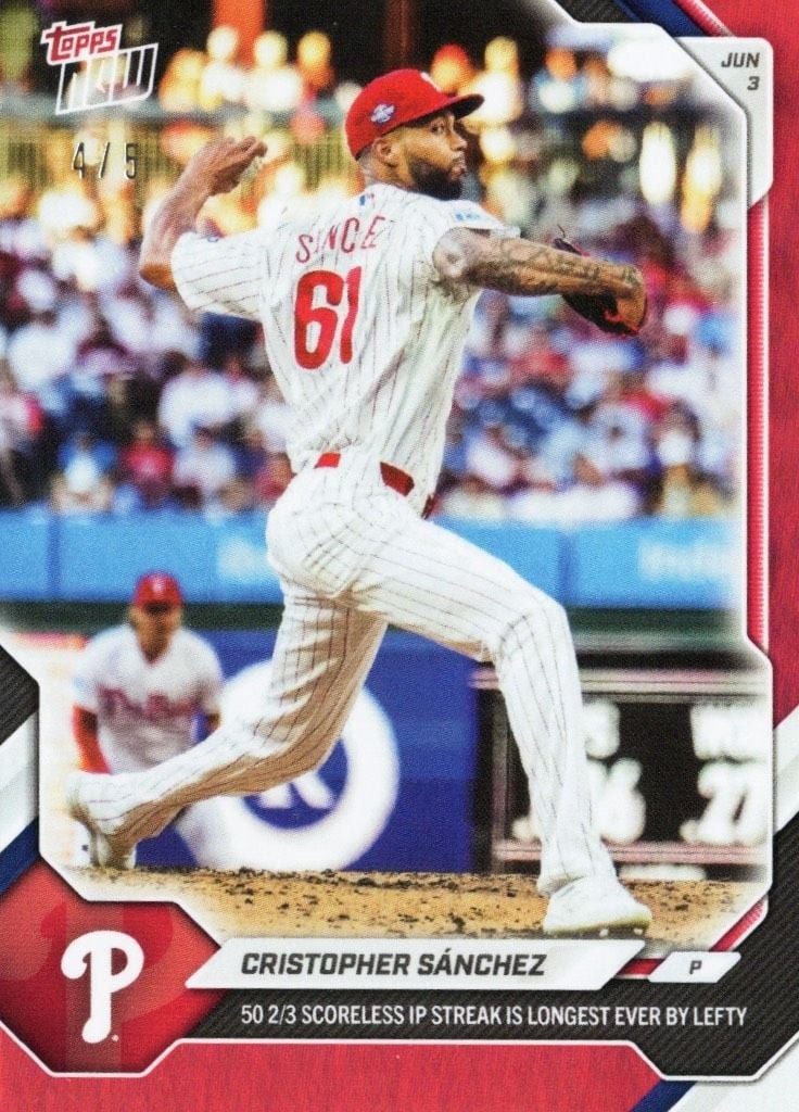 2026 Topps Now Cristopher Sanchez #283 Red Foil /5 Baseball Card