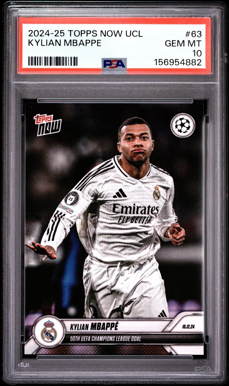 Graded 2025 Topps Now UCL Kylian Mbappe #63 Champions League Card PSA 10