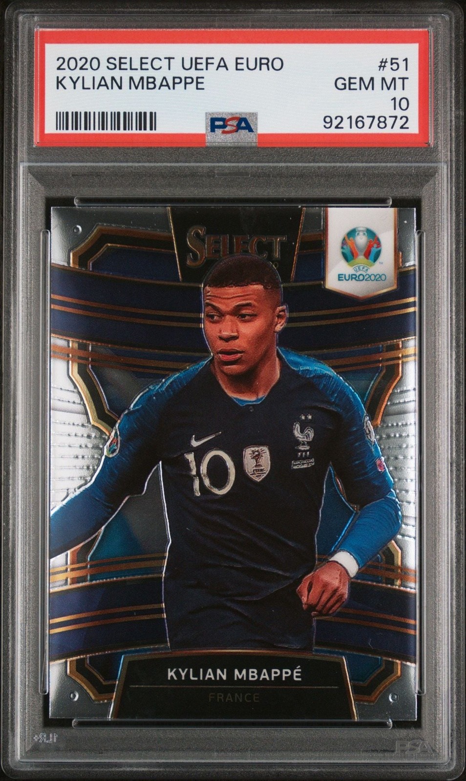 Graded 2020 Panini Select UEFA Euro Kylian Mbappe #51 Soccer Card PSA 10
