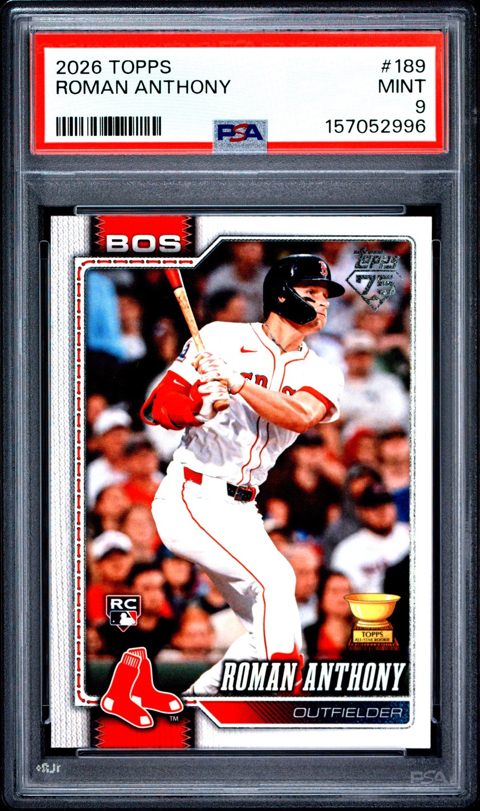 Graded 2026 Topps Roman Anthony #189 Rookie RC Card PSA 9