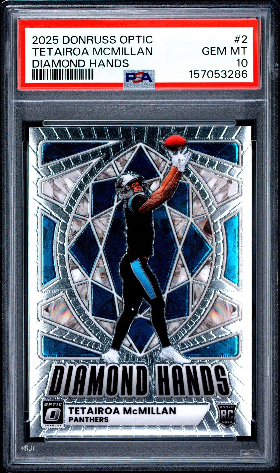 Graded 2025 Donruss Optic Tetairoa McMillan #2 Diamond Rookie Card PSA 10