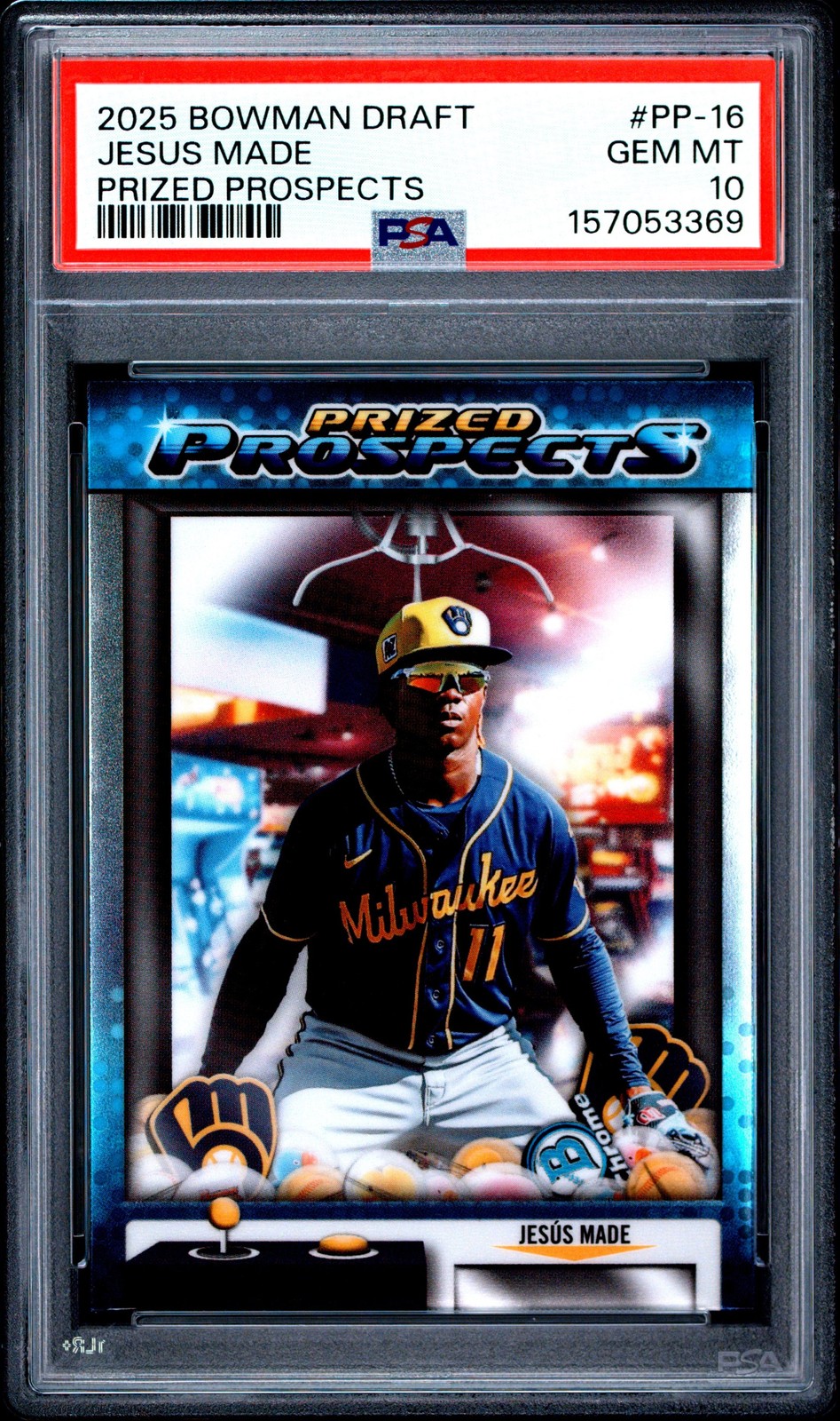 Graded 2025 Topps Bowman Draft Jesus Made #PP16 Prized Rookie Card PSA 10