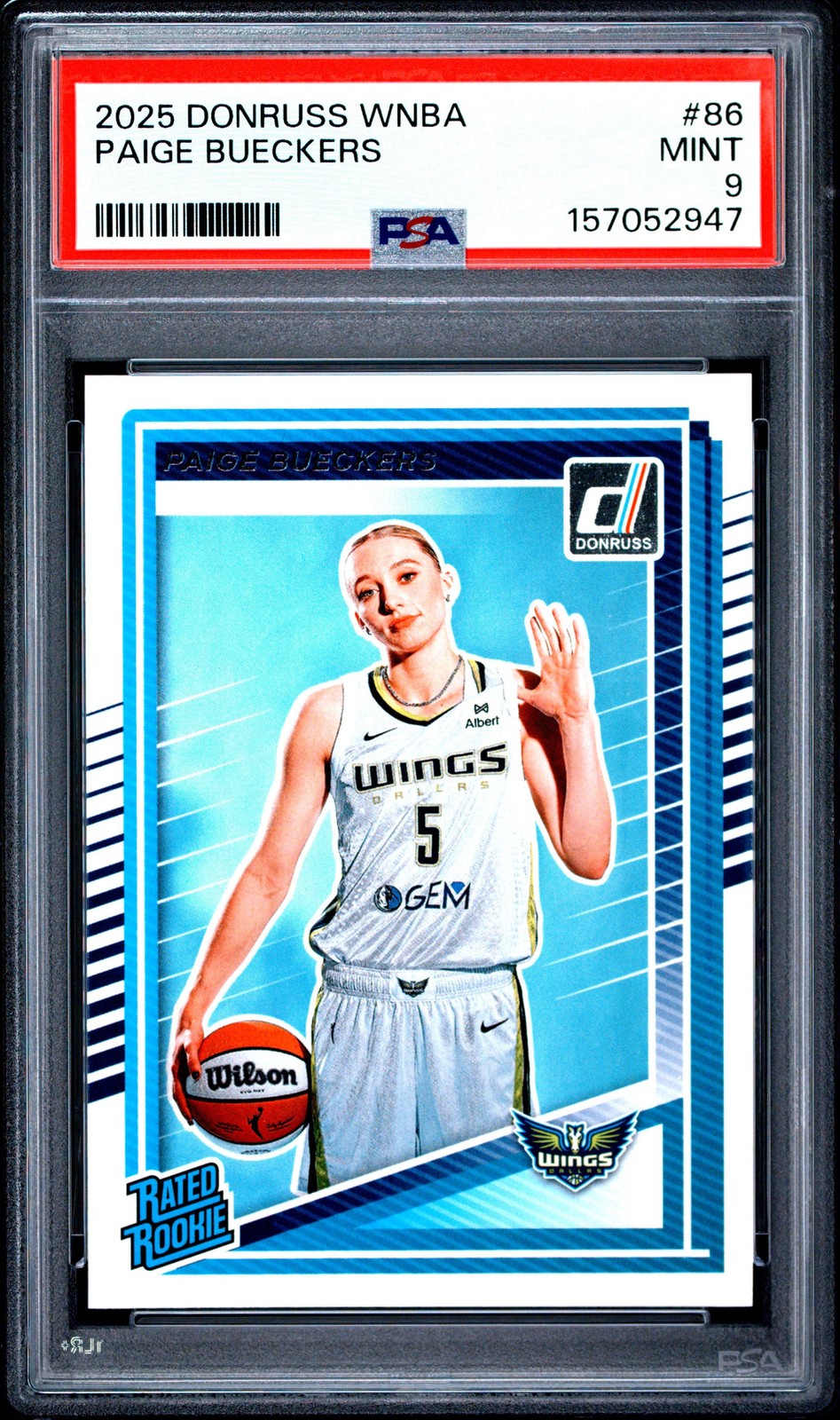 Graded 2025 Donruss WNBA Paige Bueckers #86 Rookie RC Card PSA 9