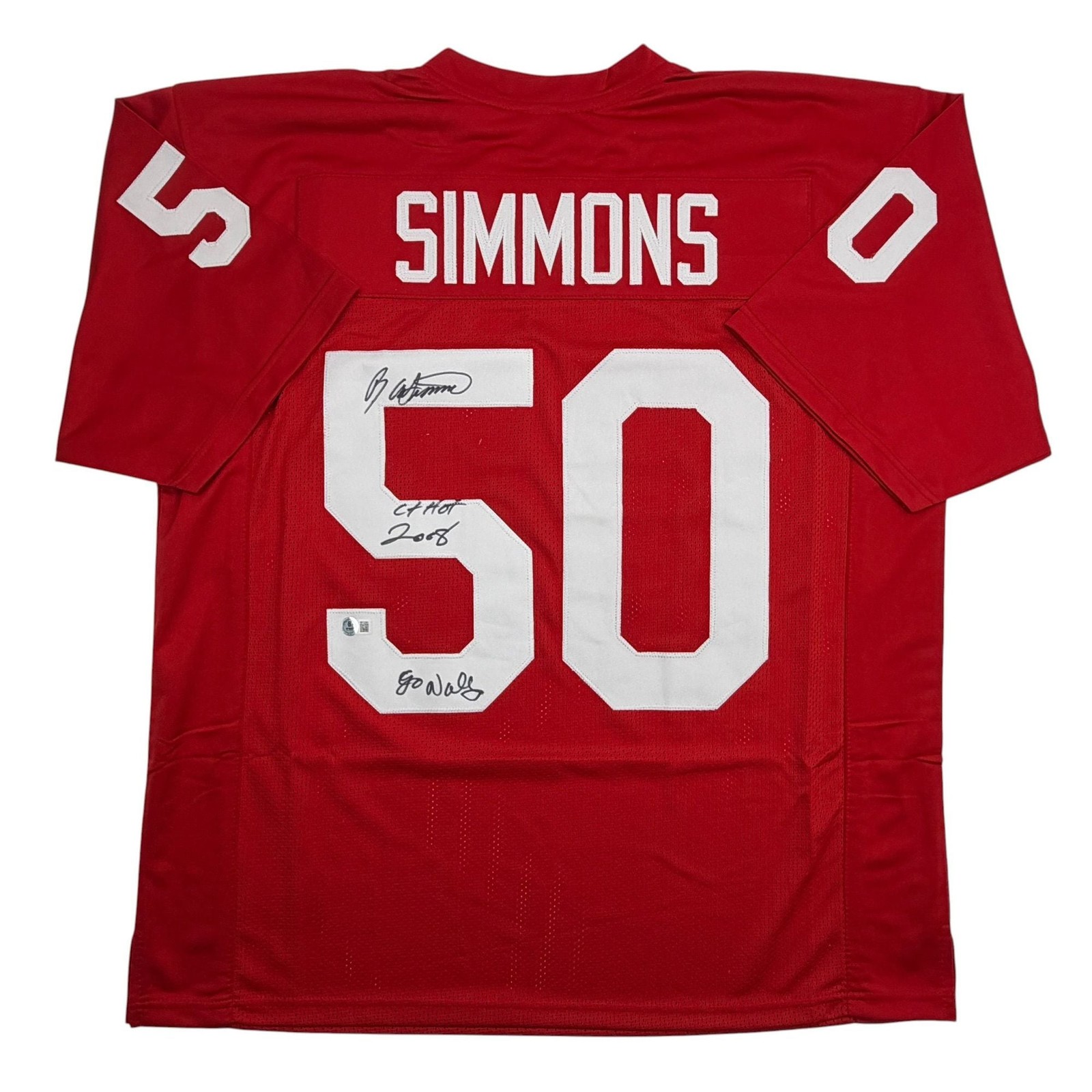 Autographed/Signed Ron Simmons Florida State FSU Red Jersey Beckett BAS COA
