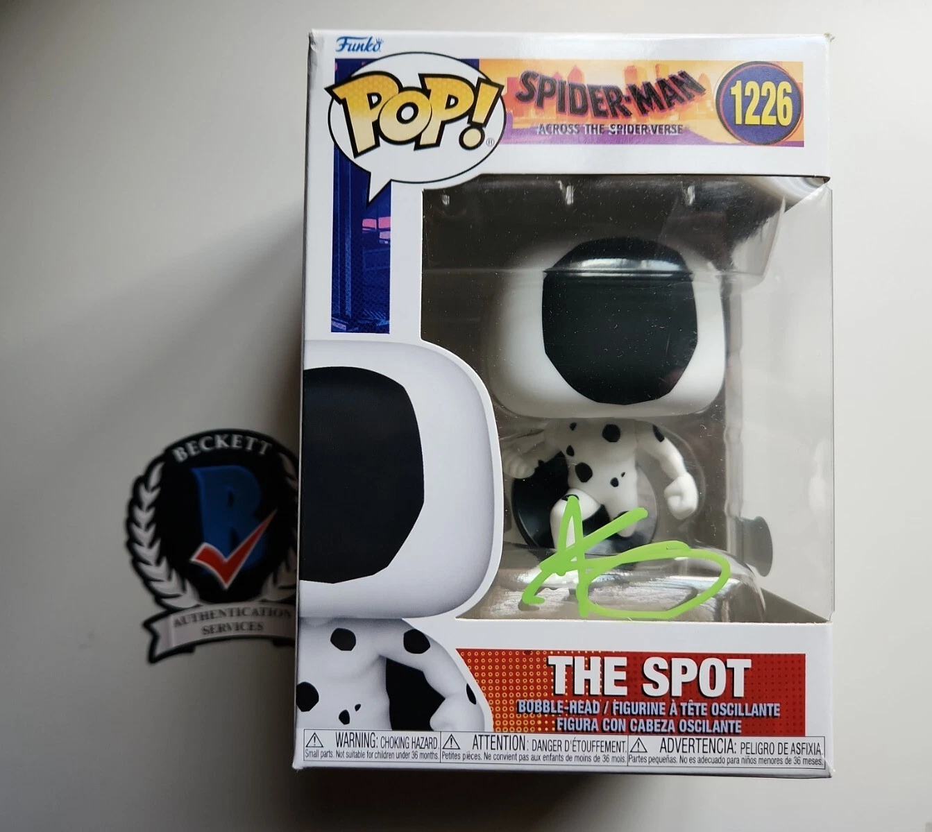 JASON SCHWARTZMAN SIGNED THE SPOT FUNKO POP SPIDERVERSE BECKETT BAS COA 1226 COLLECTIBLE MEMORABILIA