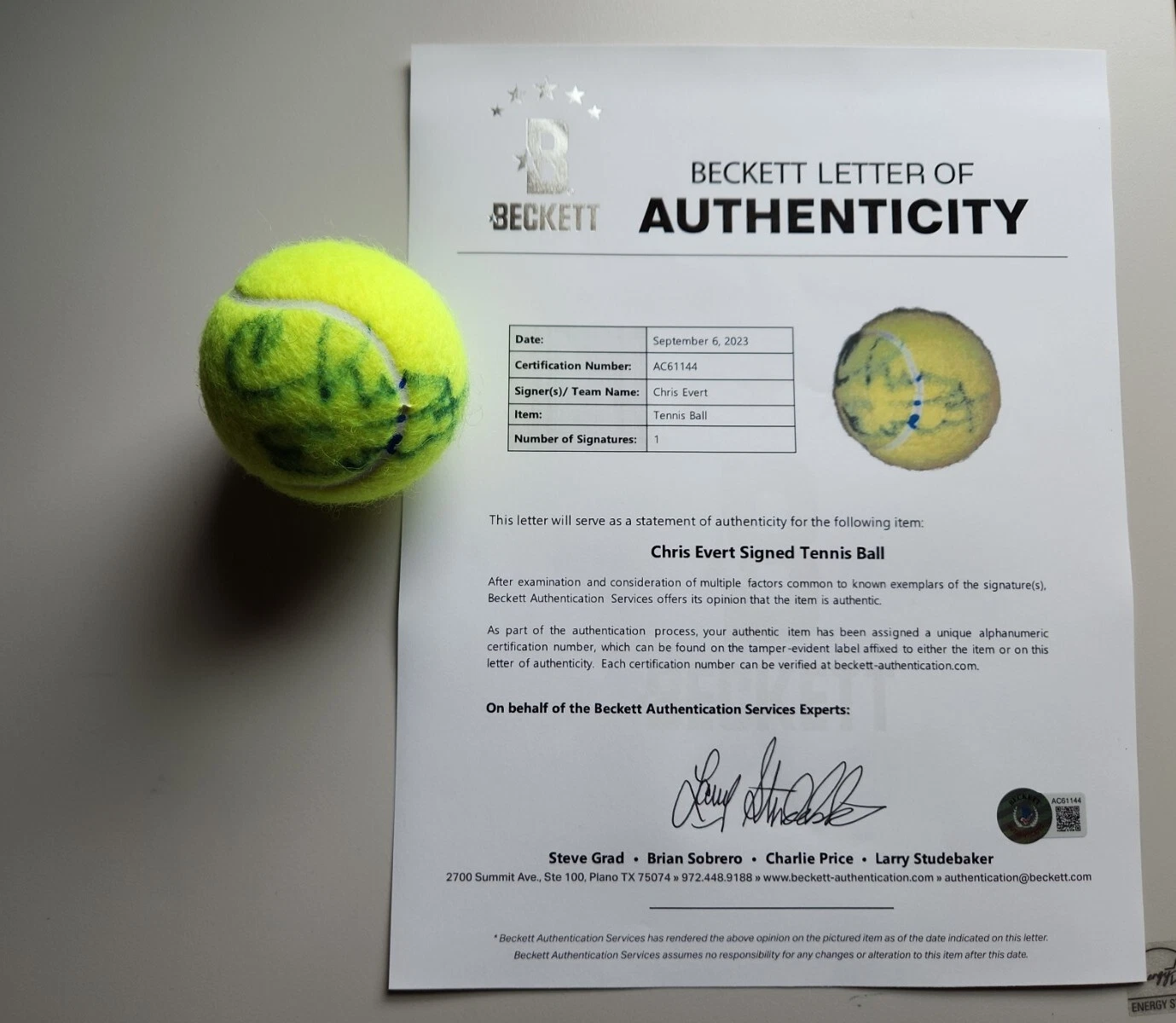 Christina Chris Evert Signed Tennis Ball Beckett Authentic US OPEN Wimbledon