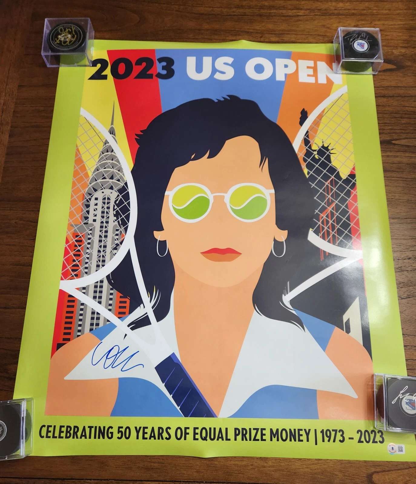 Coco Gauff Signed Us Open 2023 Official Poster First Slam Win Champ Beckett COA