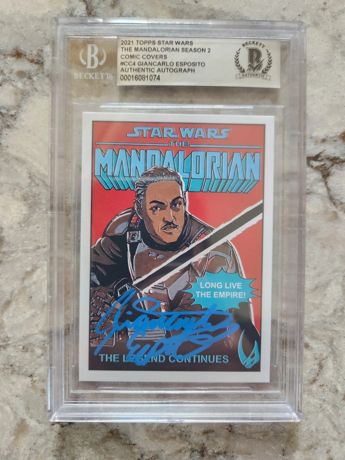 Giancarlo Esposito SIGNED Moff GIDEON TRADING CARD STAR WARS BECKETT COA BAS