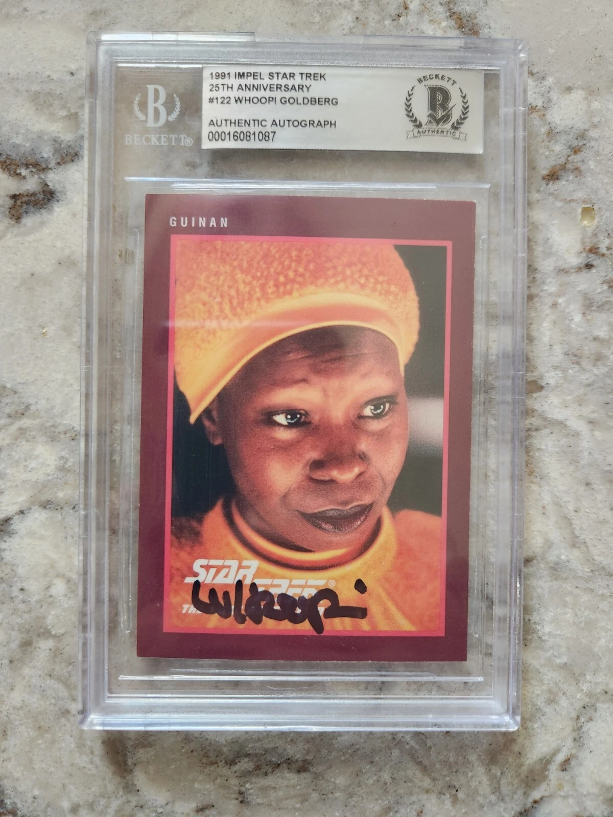 Whoopi Goldberg SIGNED Star Trek Trading Card Impel Guinan Beckett COA BAS