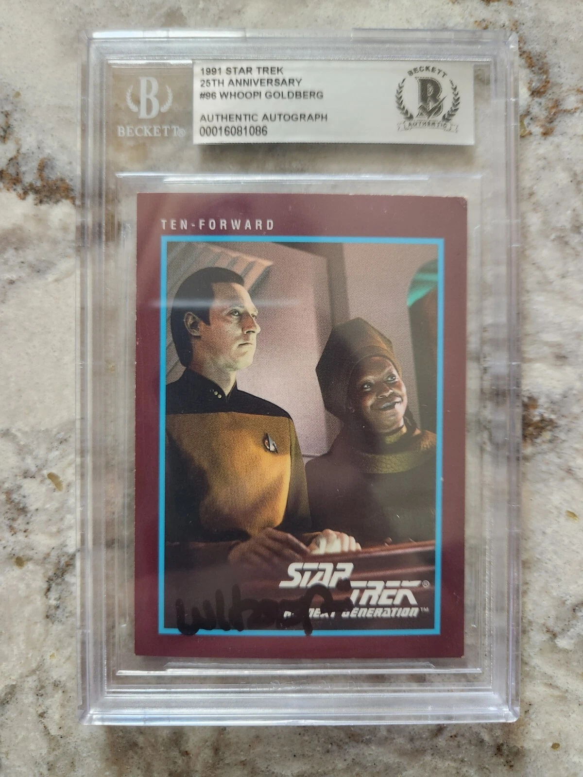 Whoopi Goldberg SIGNED Star Trek Trading Card Impel Guinan Beckett COA BAS