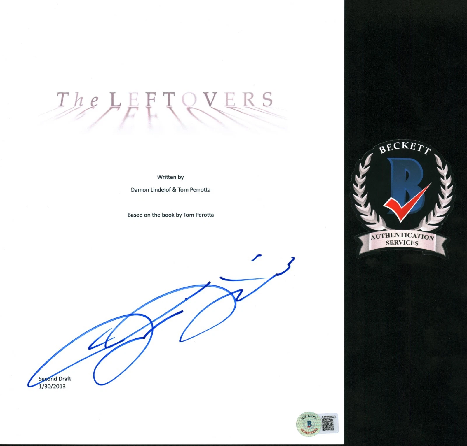 Justin Theroux SIGNED The Leftovers Full Pilot Script Beckett COA BAS