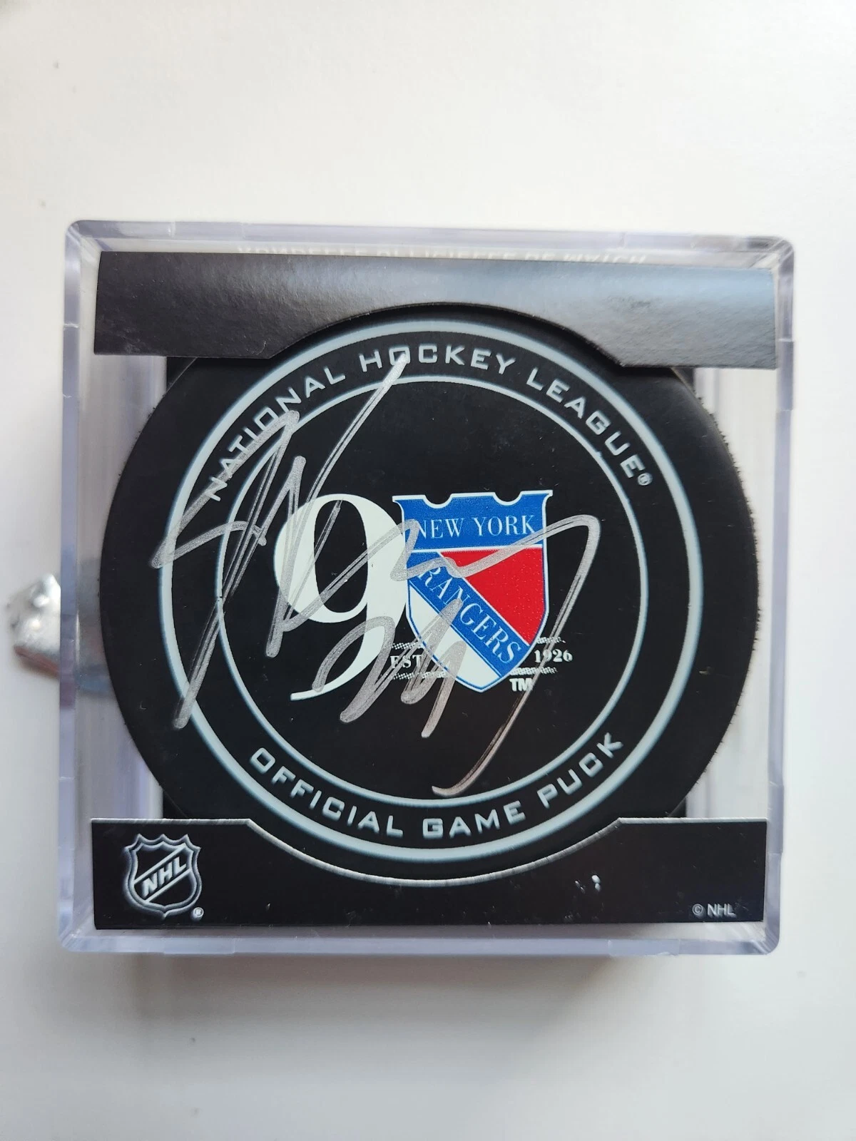 JIMMY VESEY SIGNED New York Rangers Hockey Puck YOUNG STAR HOBEY BAKER