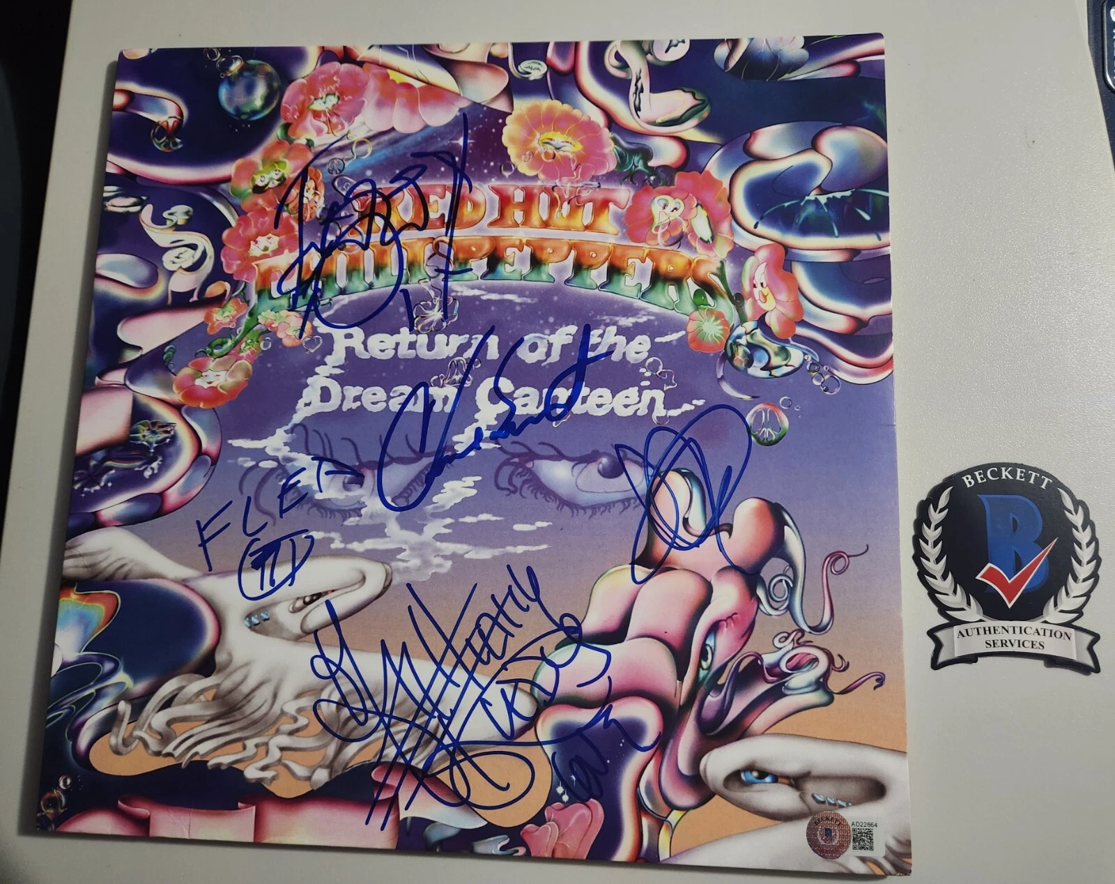 ANTHONY KIEDIS SIGNED VINYL RED HOT CHILI PEPPERS FULL BAND BECKETT LOA COA