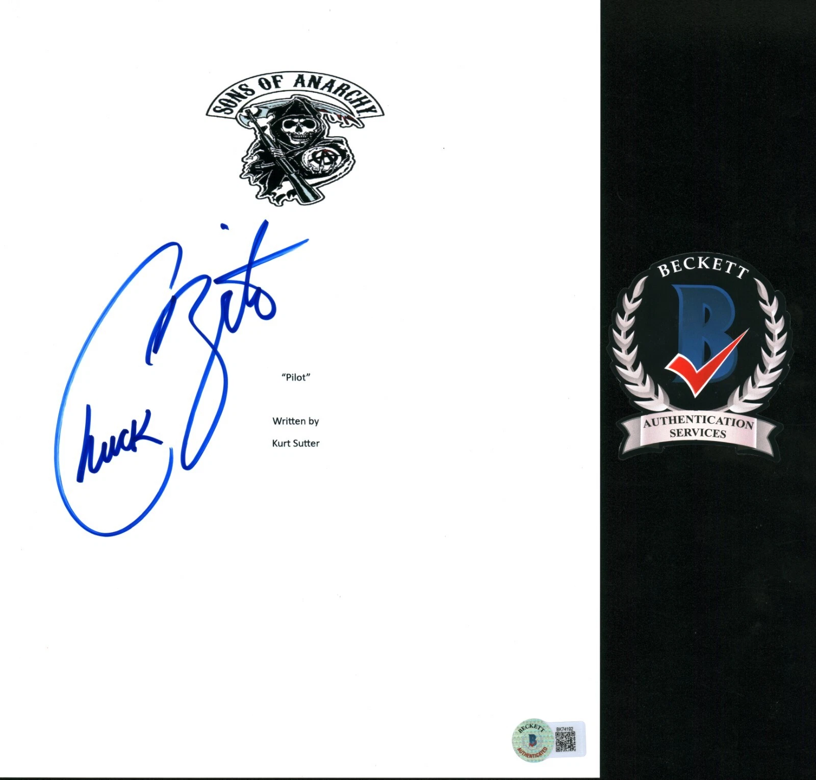 CHUCK ZITO SIGNED SONS OF ANARCHY FULL PILOT SCRIPT  BECKETT BAS COA