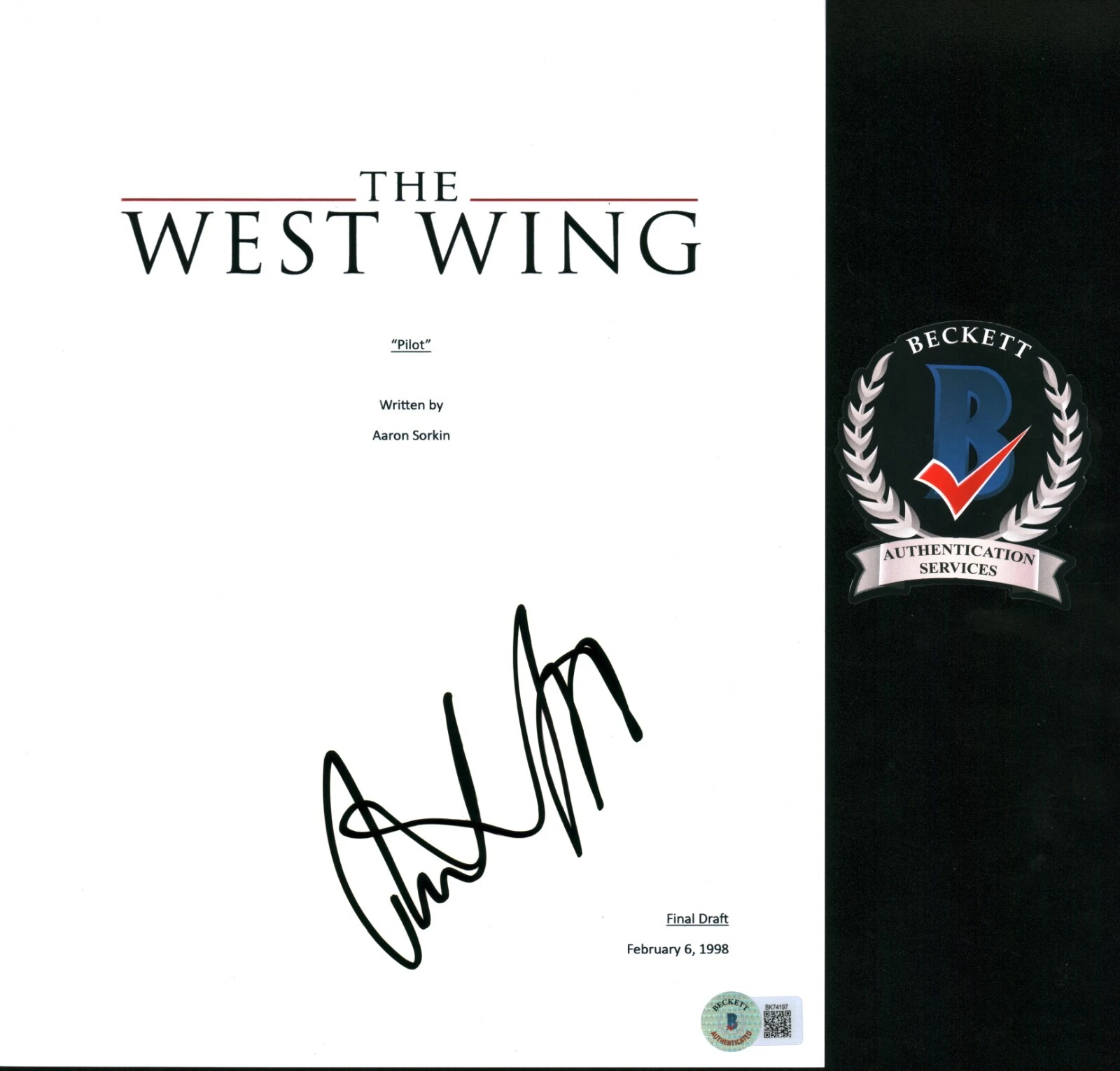 RICHARD SCHIFF SIGNED WEST WING PILOT TV SCRIPT BECKETT BAS COA