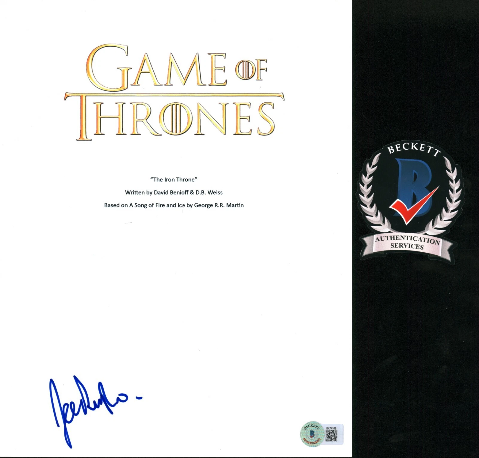 JOE DEMPSIE SIGNED GAME OF THRONES FULL EPISODE SCRIPT GENDRY BECKETT COA BAS