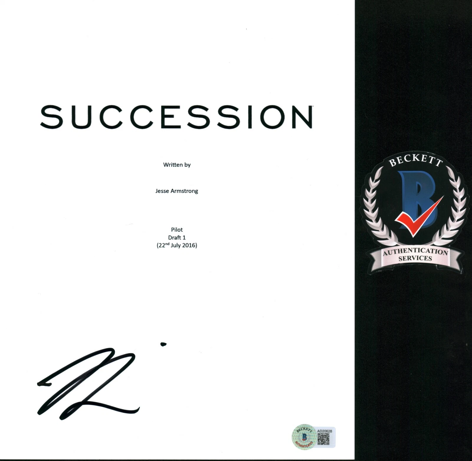 NICHOLAS BRAUN SIGNED SUCCESSION COUSIN GREG FULL PILOT SCRIPT BECKETT COA BAS