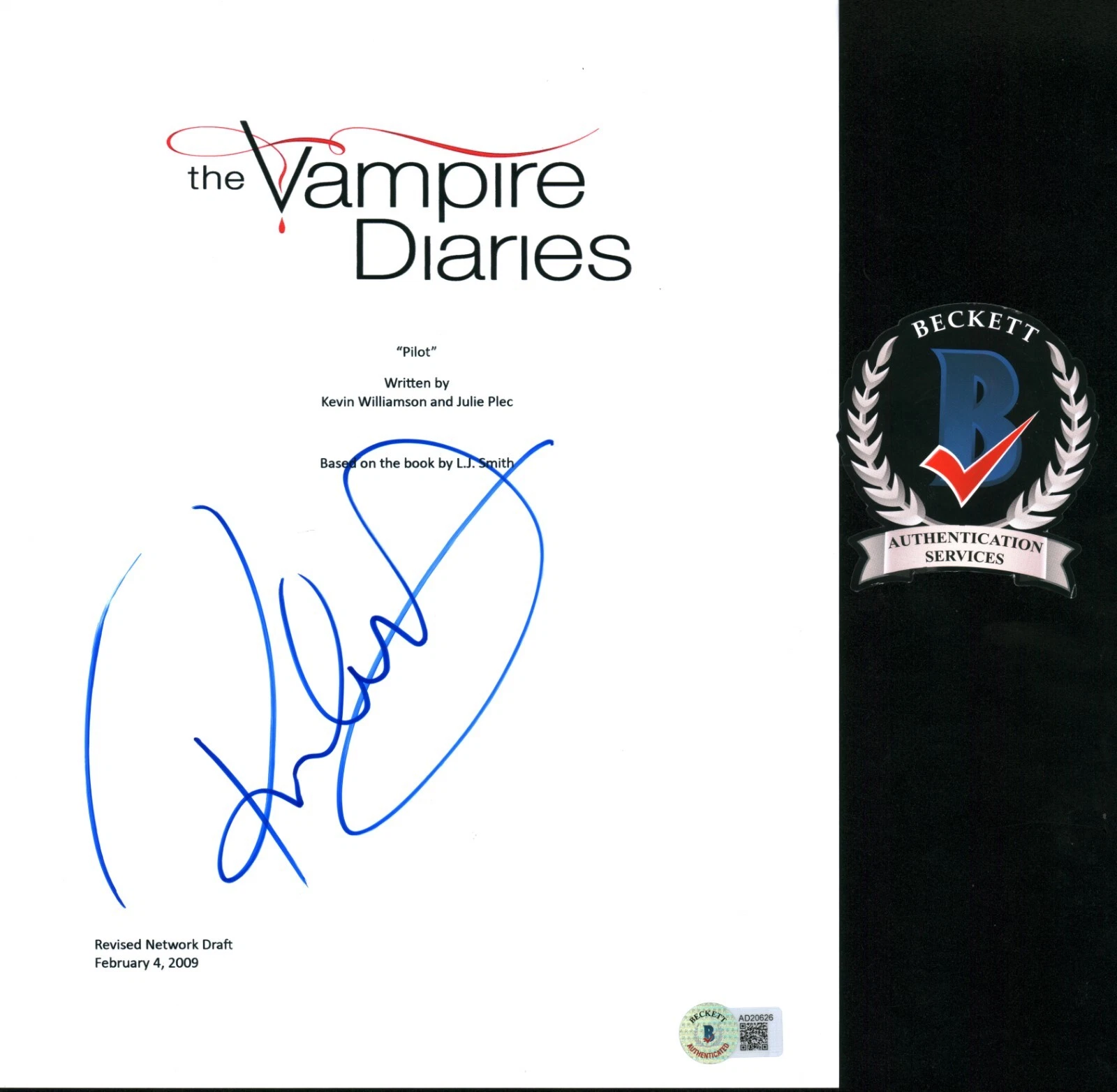 PAUL WESLEY SIGNED THE VAMPIRE DIARIES PILOT SCRIPT BECKETT BAS COA