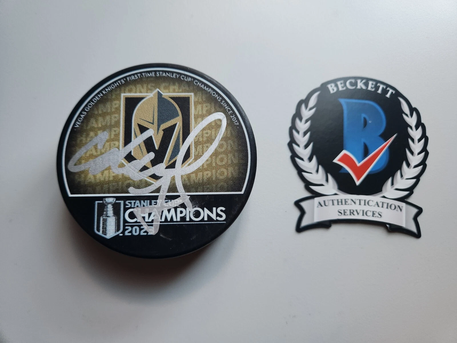 ALEX PIETRANGELO SIGNED 2022 STANLEY CUP PUCK VEGAS GOLDEN KNIGHTS BAS COA