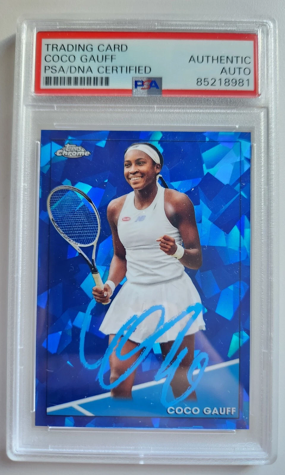 COCO GAUFF SIGNED ROOKIE TOPPS CHROME SAPHIRE PSA USA TENNIS STAR