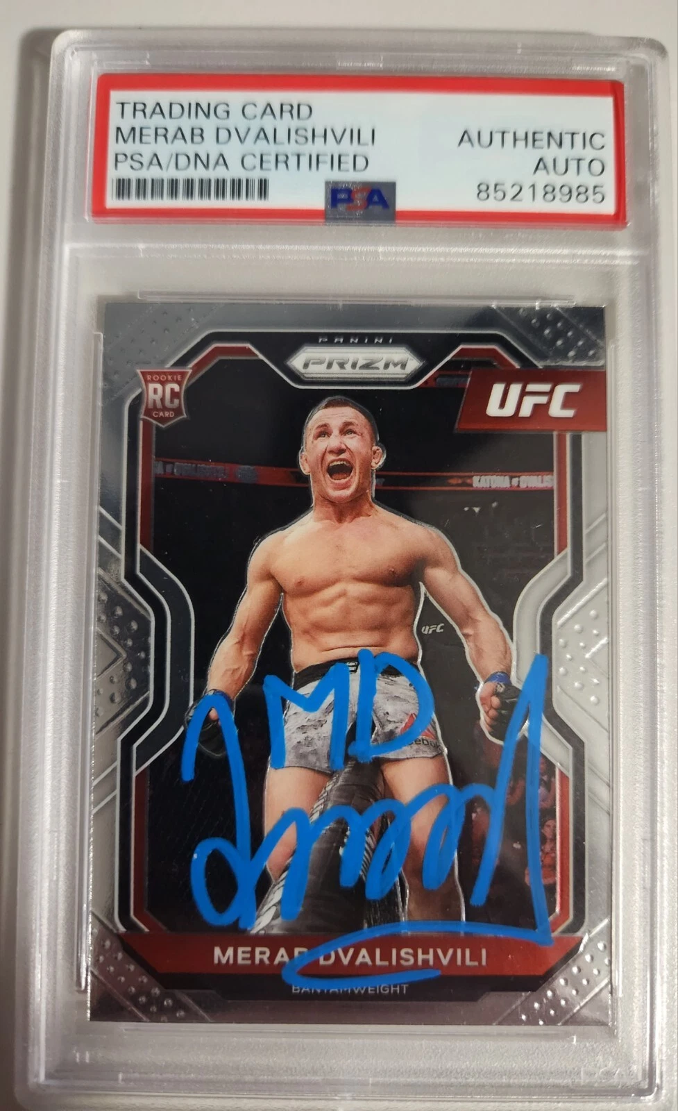 MERAB DVALISHVILI SIGNED ROOKIE CARD PANINI PRIZM FUTURE CHAMP PSA SLAB