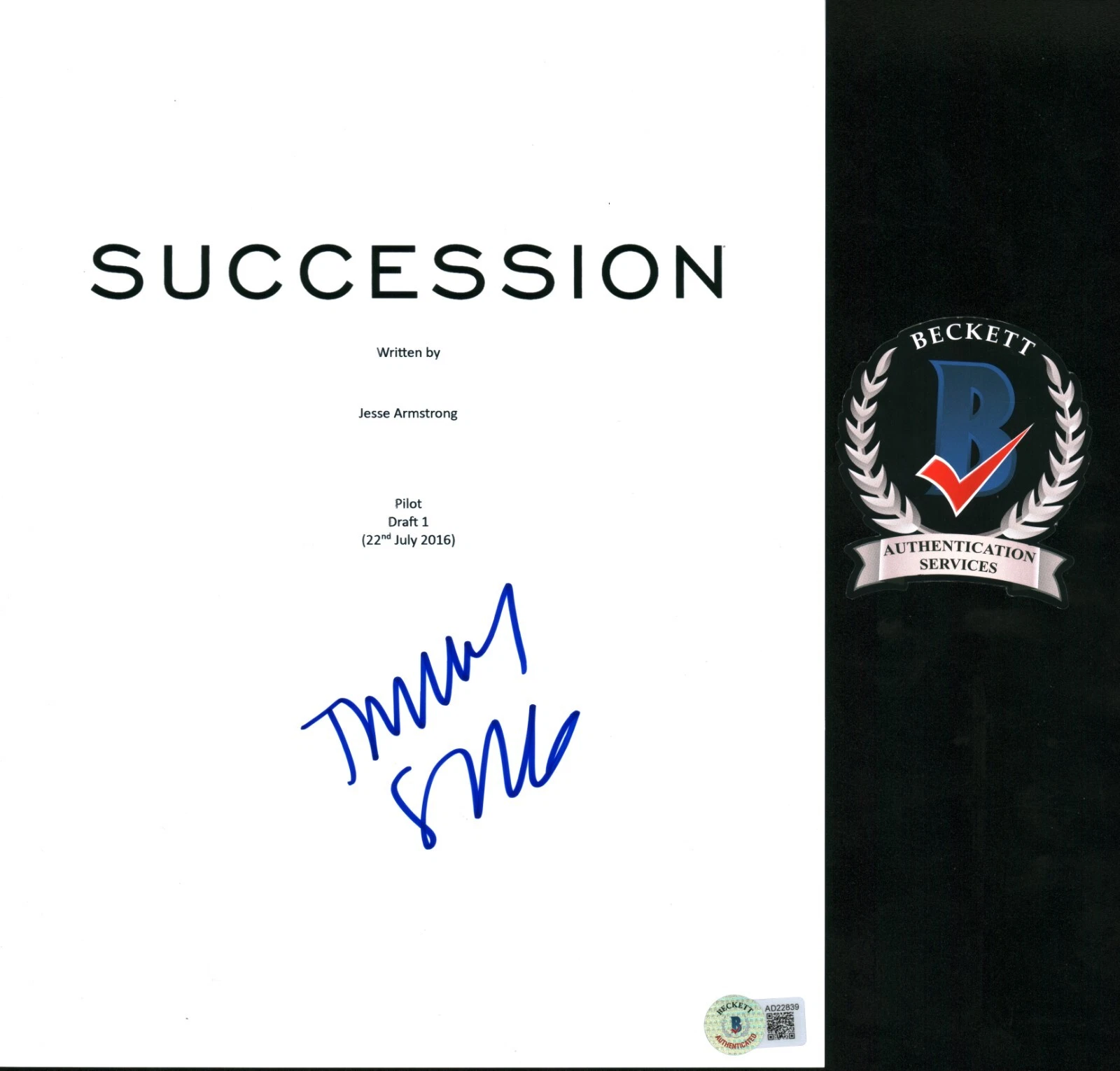 Jeremy Strong SIGNED SUCCESSION Kendall Roy Full Pilot Script Beckett COA BAS
