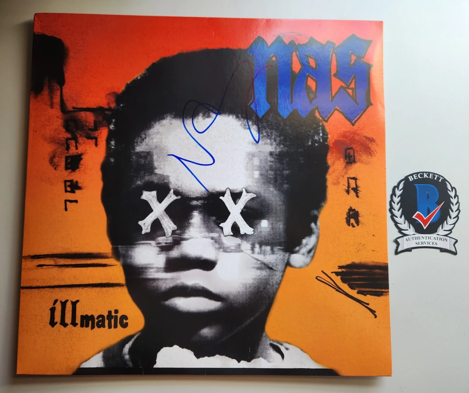 NAS SIGNED ILLMATIC REPRESS RAP LEGEND NASIR JONES VINYL BECKETT BAS COA