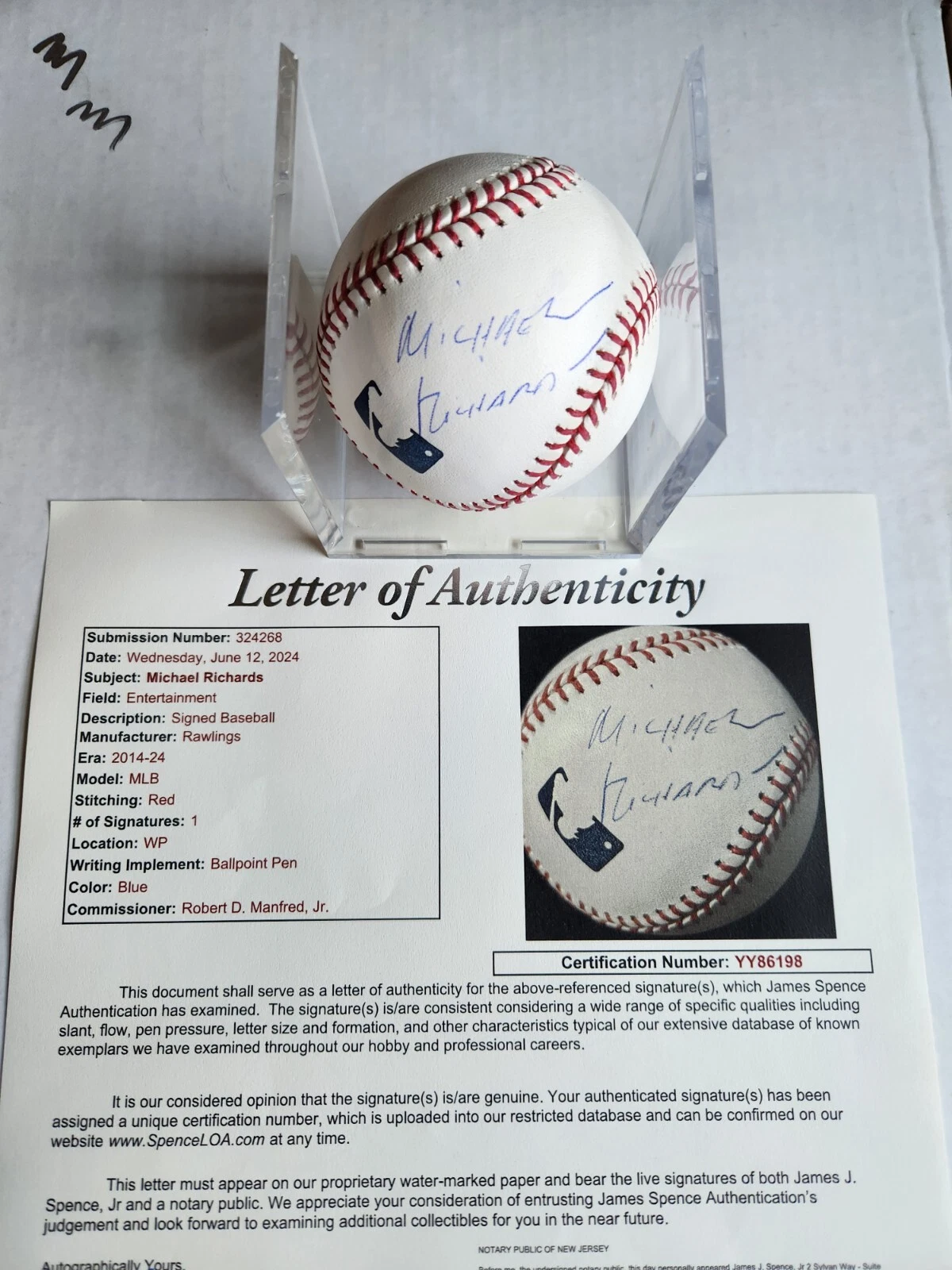 MICHAEL RICHARDS SIGNED BASEBALL SEINFELD KRAMER JSA LOA COA RARE TV LEGEND