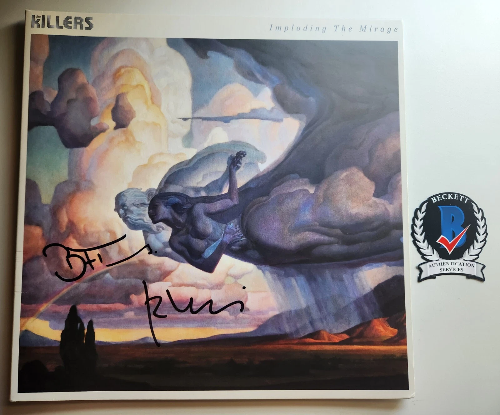 BRANDON FLOWERS RONNIE VANNUCCI JR. SIGNED THE KILLERS IMPLODING VINYL BAS COA