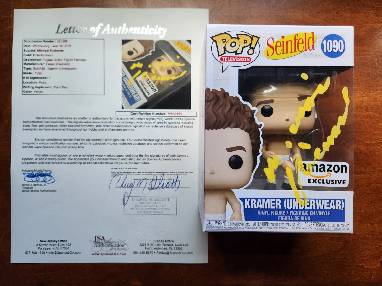 MICHAEL RICHARDS SIGNED SEINFELD KRAMER FUNKO POP COSMO 1090 JSA LOA