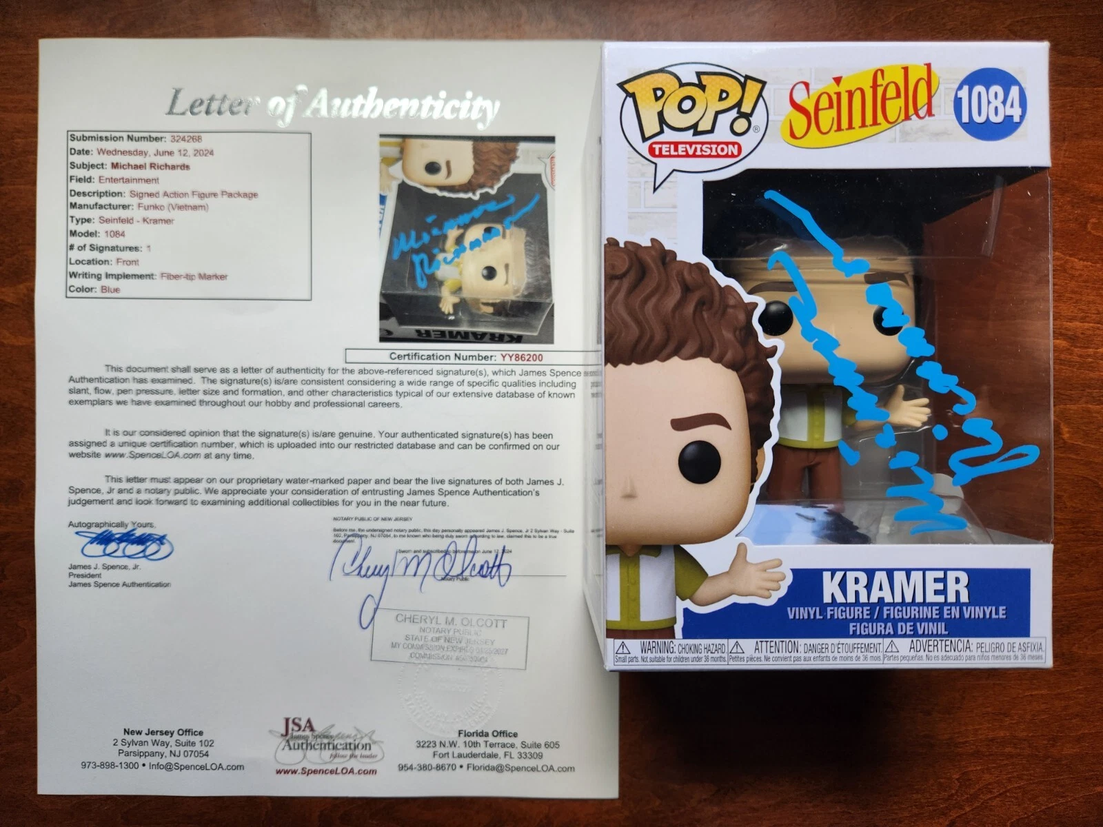 MICHAEL RICHARDS SIGNED SEINFELD KRAMER FUNKO POP COSMO 1084 JSA LOA