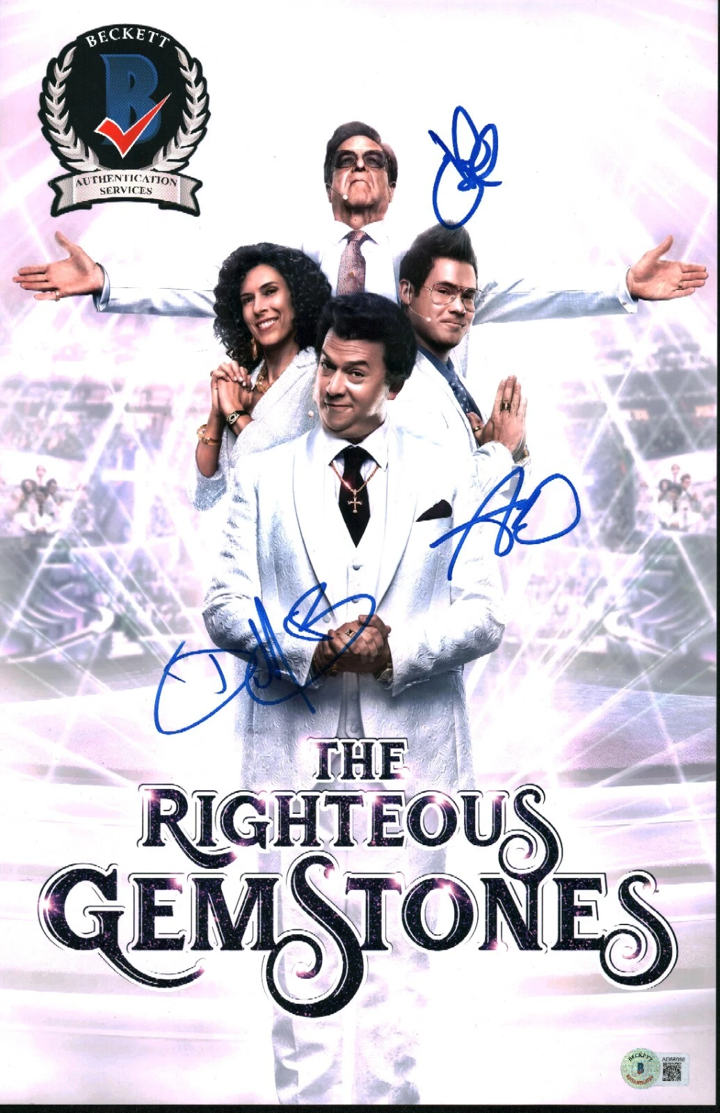 THE RIGHTEOUS GEMSTONES CAST SIGNED 11X17 PHOTO GOODMAN MCBRIDE BECKETT BAS COA