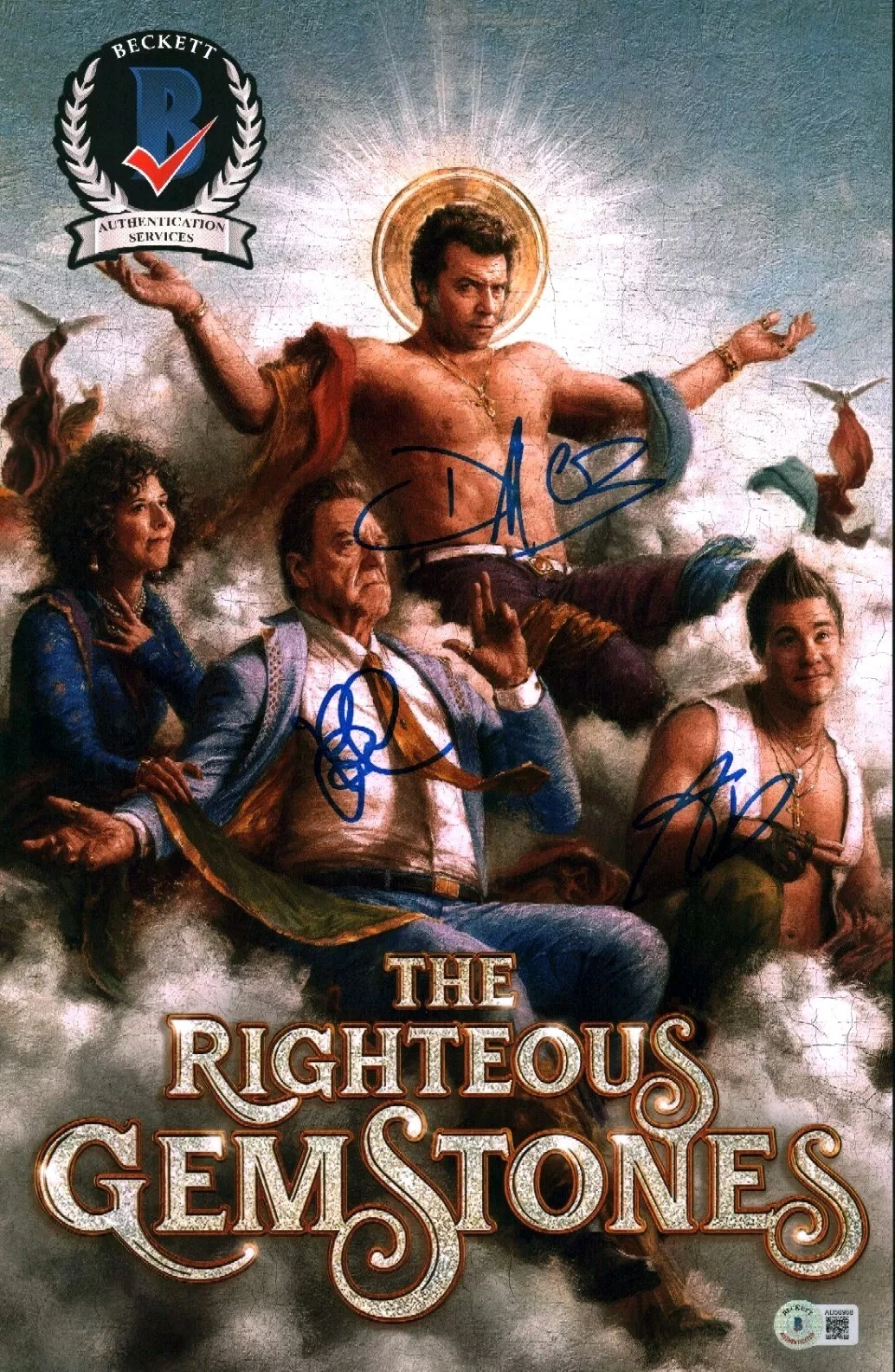 THE RIGHTEOUS GEMSTONES CAST SIGNED 11X17 PHOTO GOODMAN MCBRIDE BECKETT BAS COA
