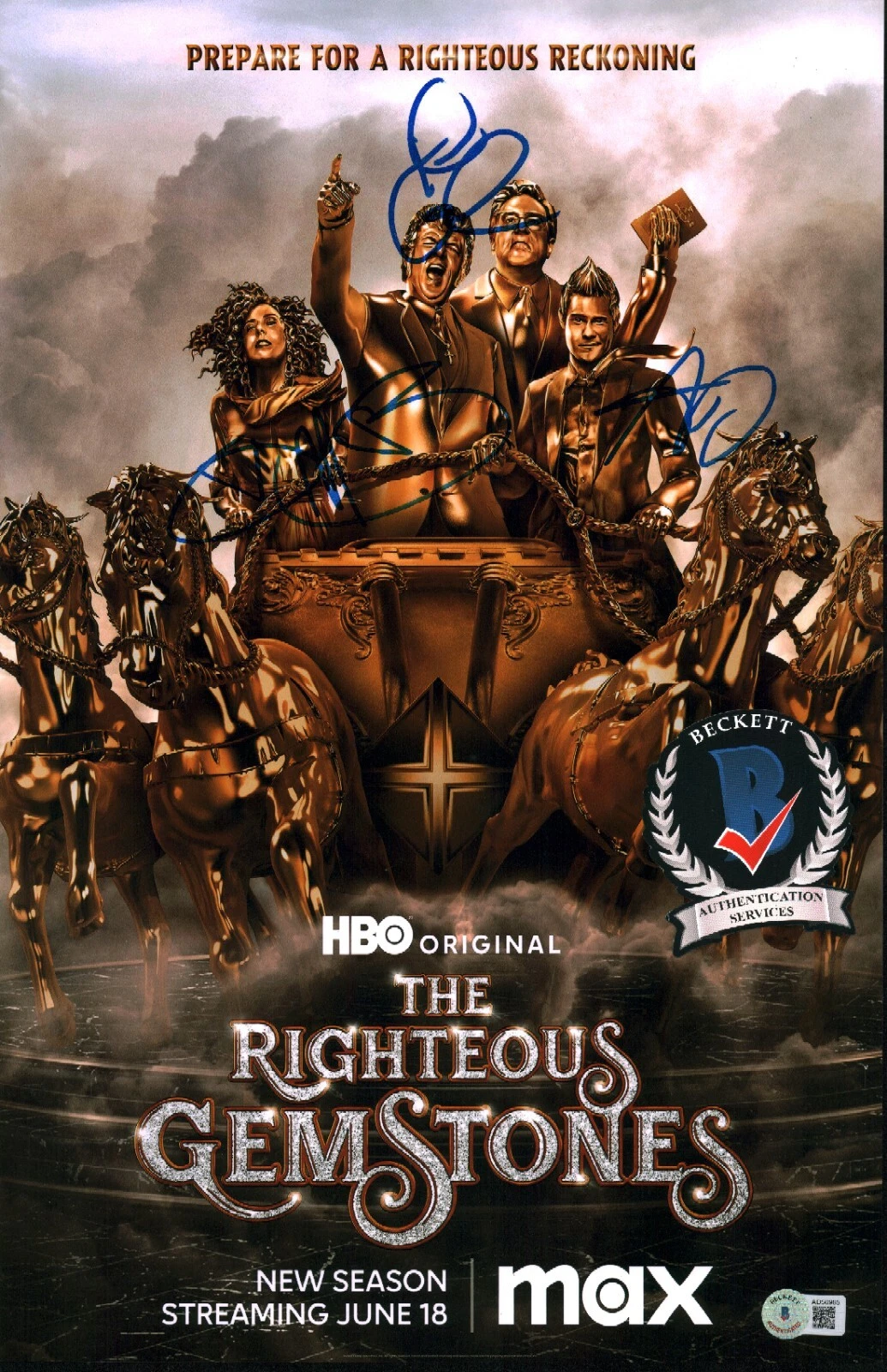 THE RIGHTEOUS GEMSTONES CAST SIGNED 11X17 PHOTO GOODMAN MCBRIDE BECKETT BAS COA