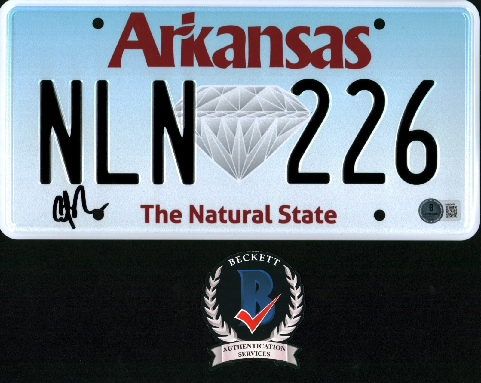 ANTHONY RAMOS SIGNED TWISTERS JAVI ARKANSAS LICENSE PLATE BECKETT BAS COA
