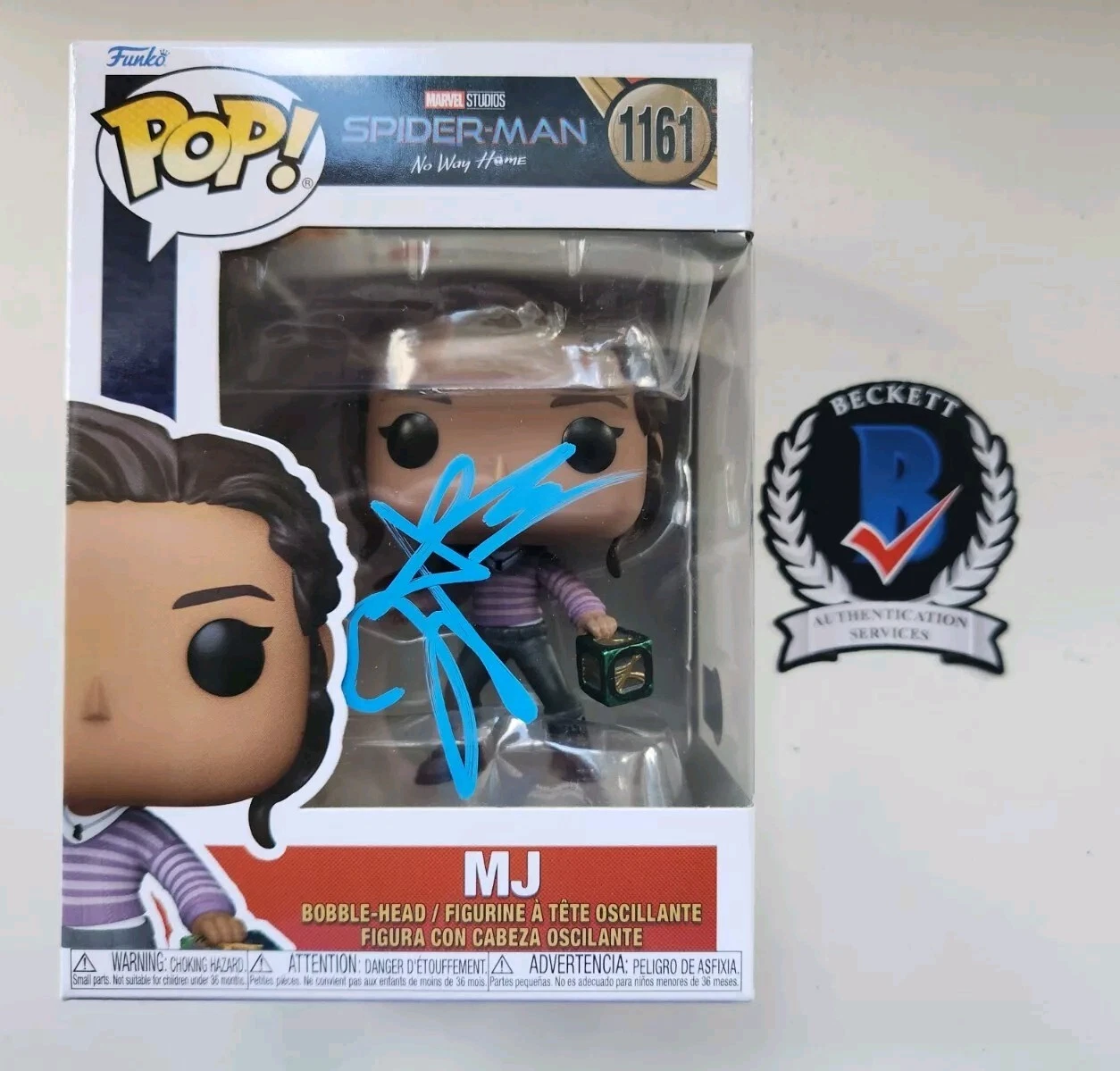 ZENDAYA SIGNED SPIDERMAN FUNKO POP MJ EUPHORIA RARE BECKETT BAS COA 1161