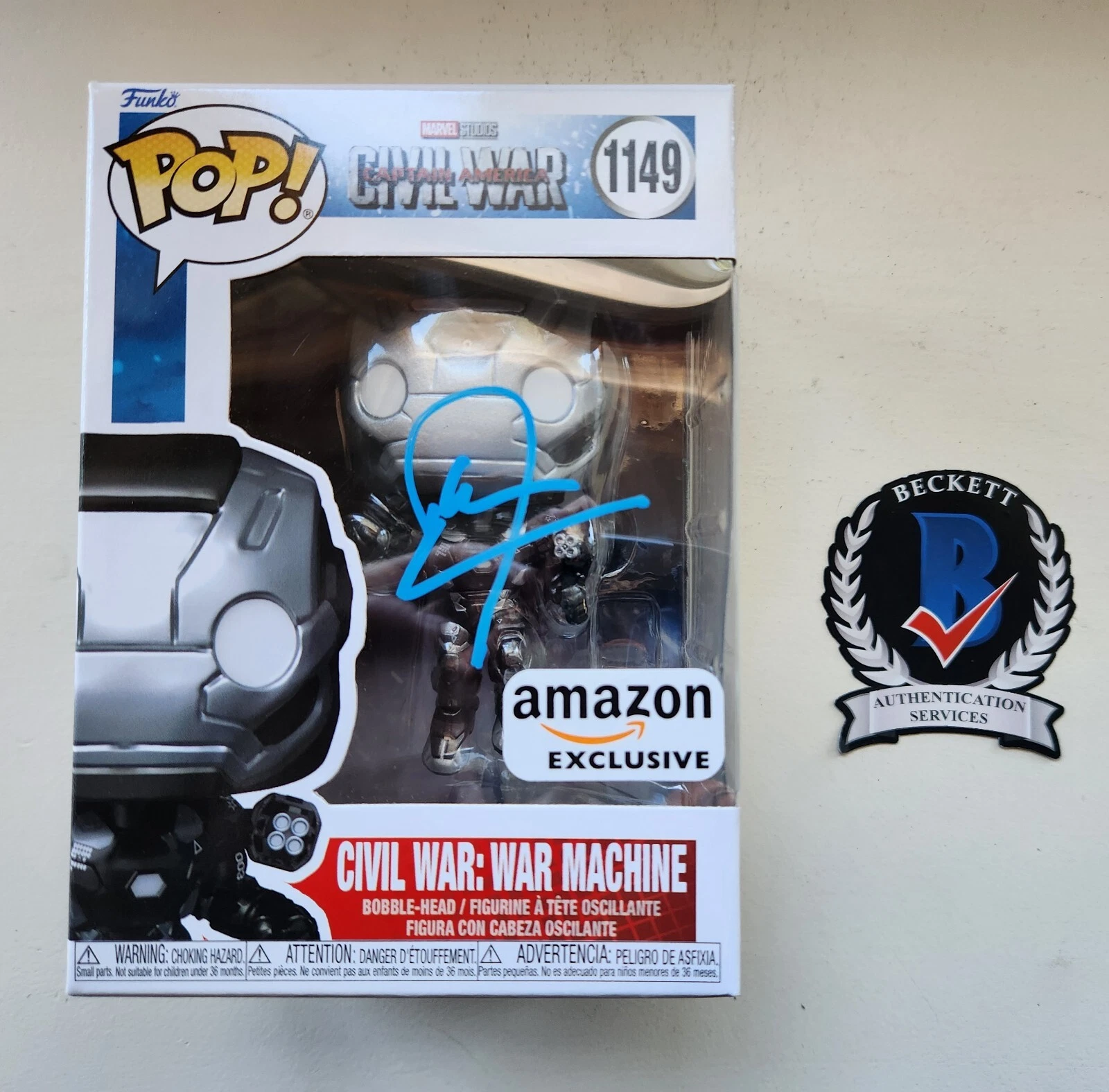 DON CHEADLE SIGNED WAR MACHINE FUNKO POP MARVEL BECKETT BAS COA 1149