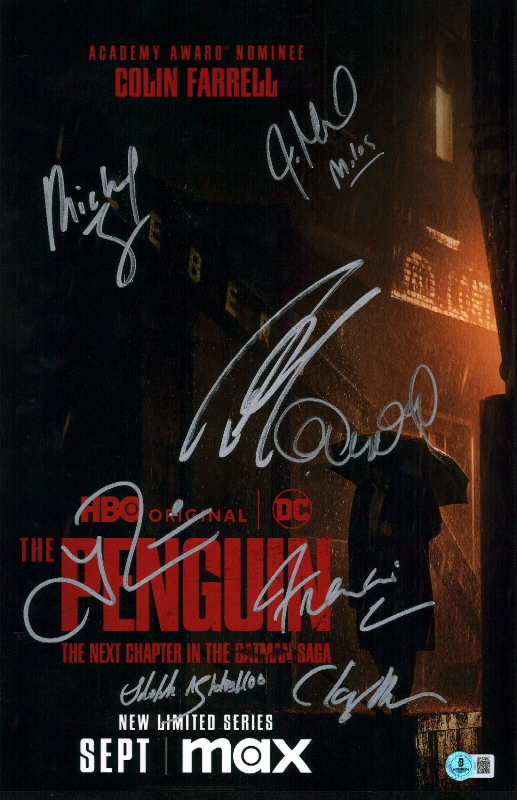 THE PENGUIN SIGNED PHOTO CAST 11X17 BATMAN OSWALD COBB BECKETT BAS COA LOA