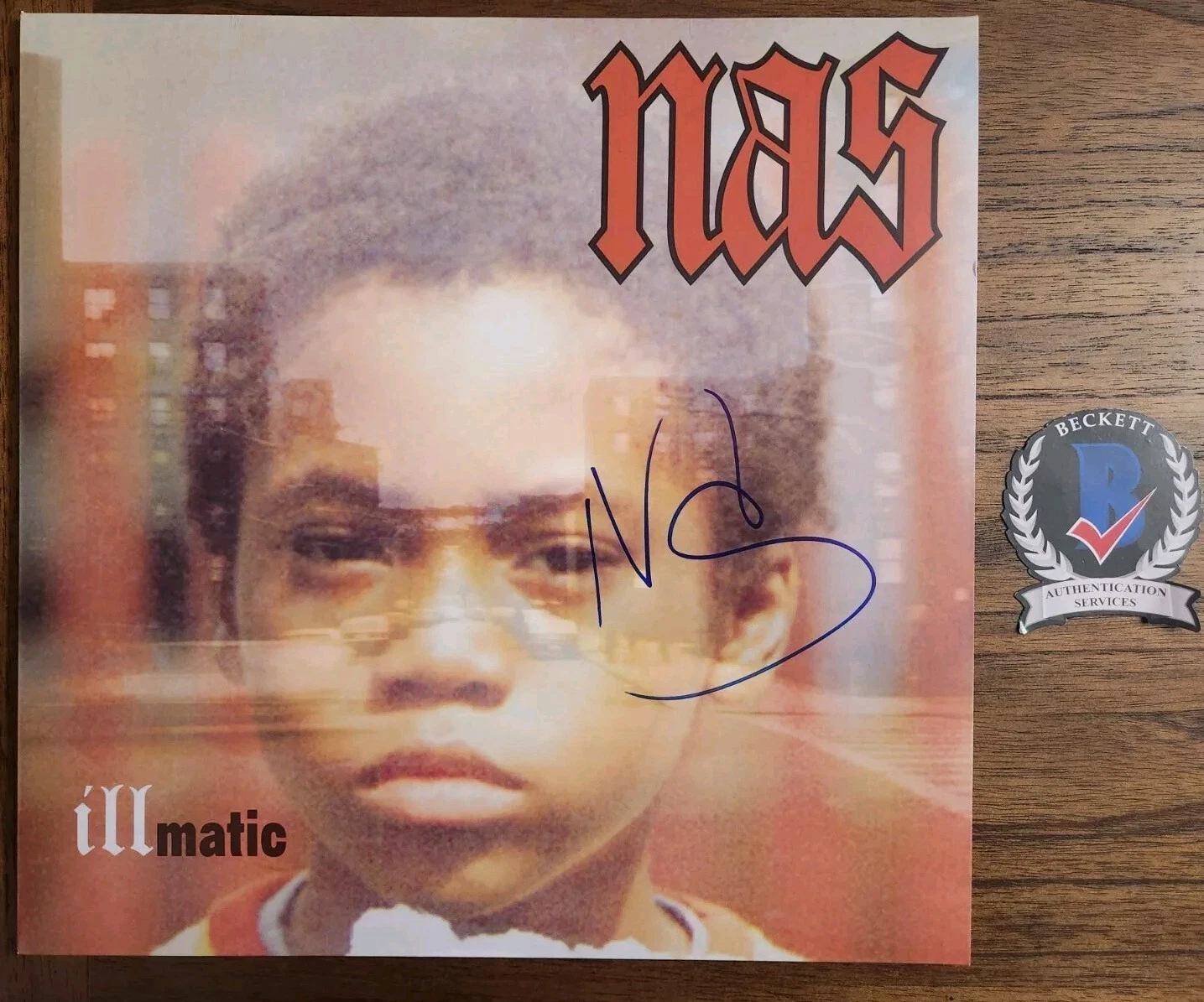 NAS SIGNED ILLMATIC VINYL RAP LEGEND NASIR JONES LP BECKETT BAS COA