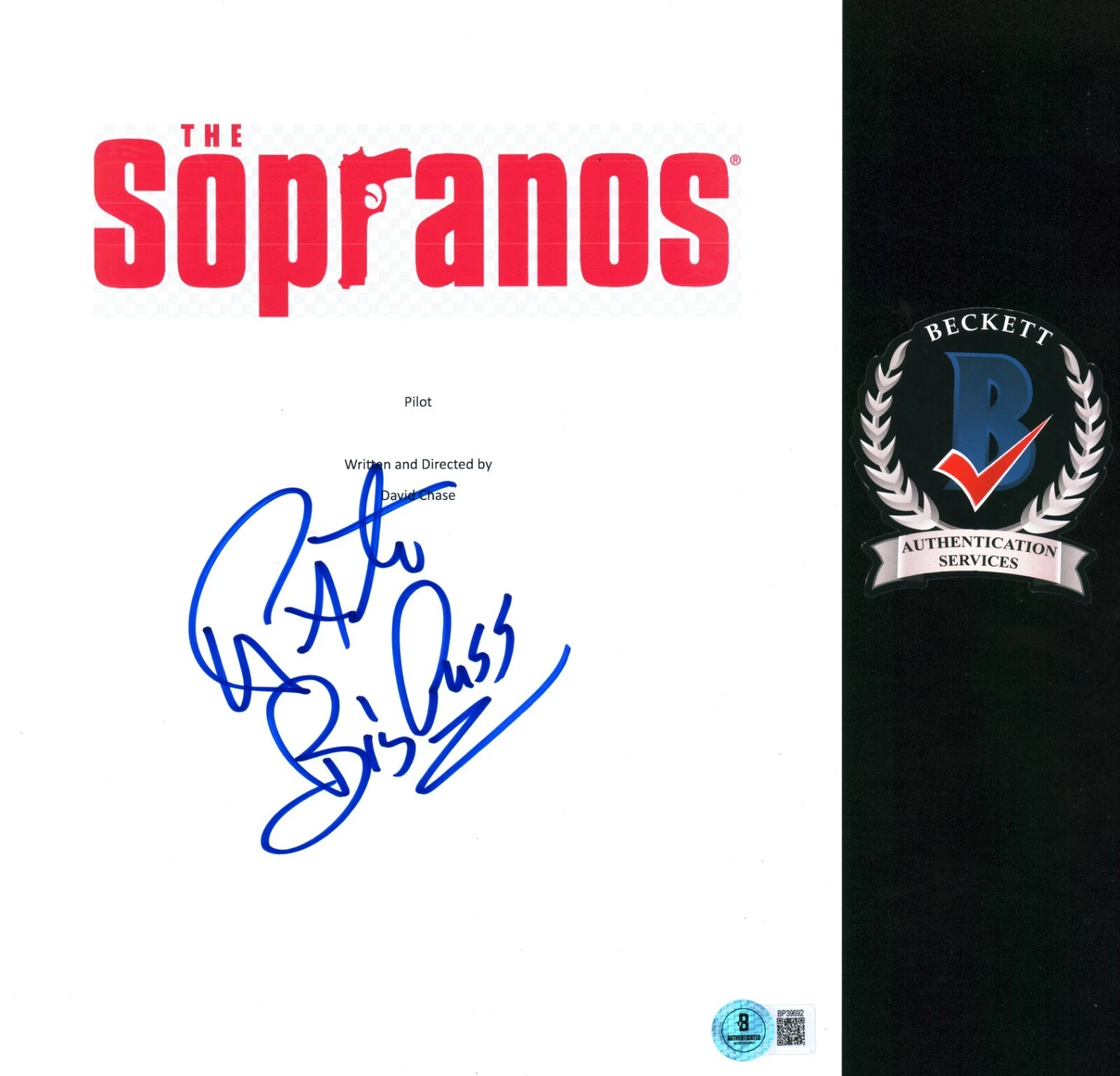 VINNY PASTORE SIGNED THE SOPRANOS BIG PUSS FULL PILOT SCRIPT BECKETT BAS COA