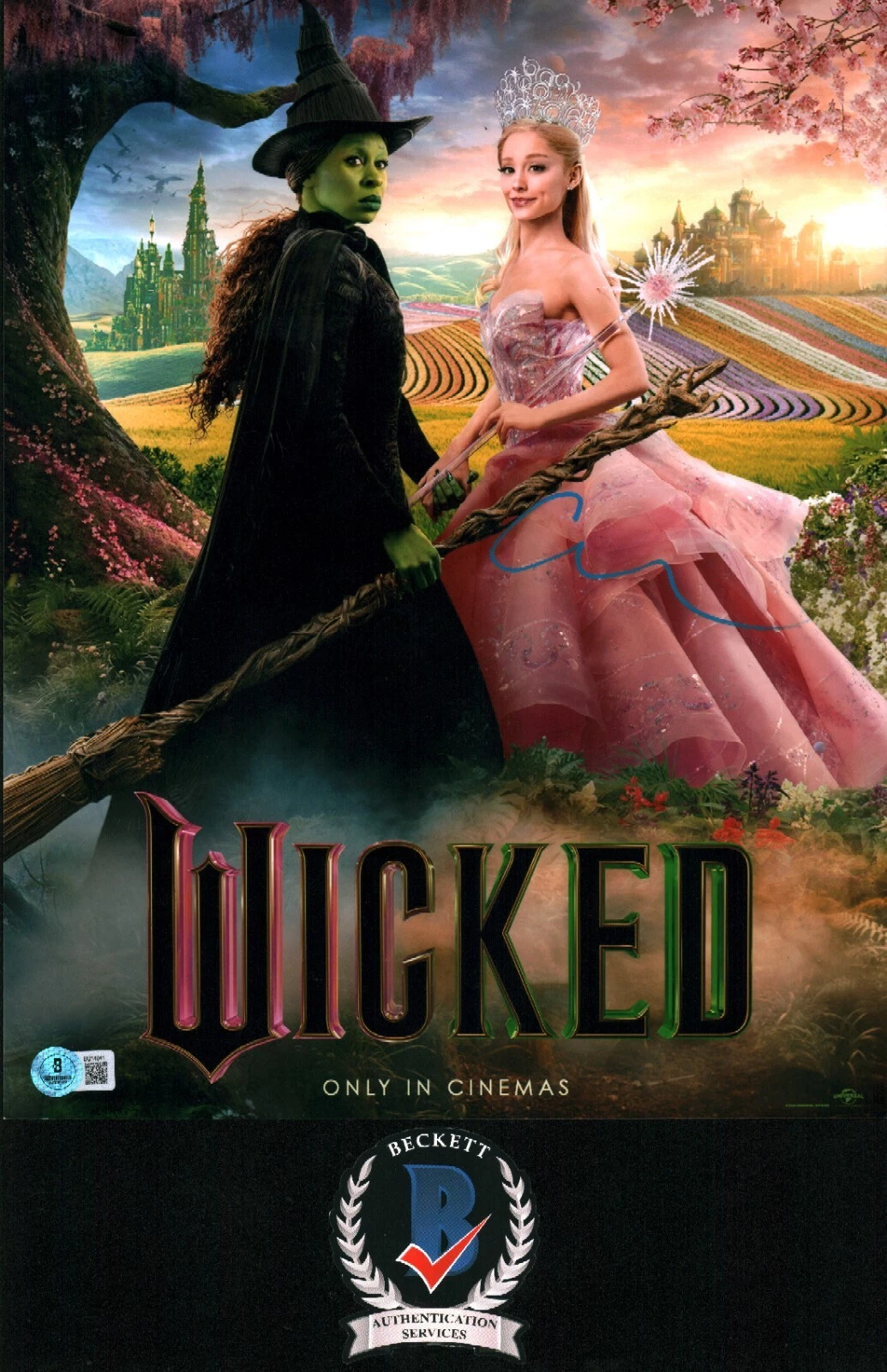ARIANA GRANDE SIGNED WICKED GLINDA PRETTY POP STAR 11X14 PHOTO BECKETT BAS COA