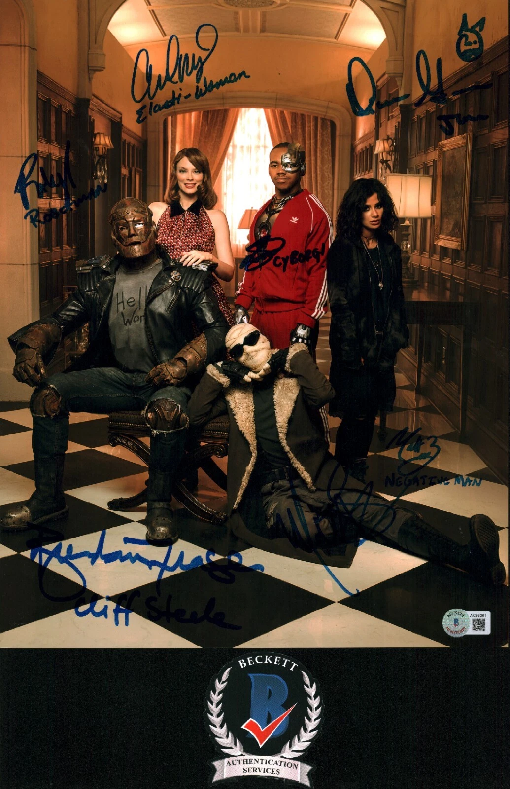 DOOM PATROL SIGNED CAST PHOTO FRASER BOMER+5 11X14 RARE BECKETT BAS COA LOA