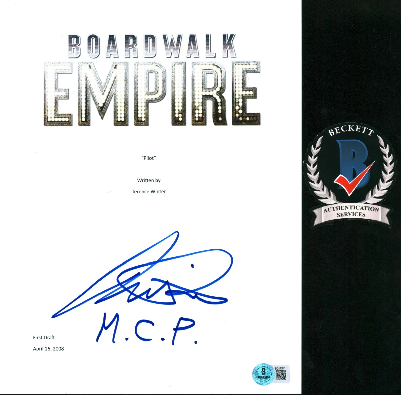 MICHAEL PITT SIGNED BOARDWALK EMPIRE PILOT TV SCRIPT FULL BECKETT BAS COA